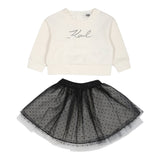 Karl Lagerfeld Completo 2 Pezzi Felpa-Gonna Panna/Nero per Neonata Z30283 PANNA/NERO KARL LAGERFELD 