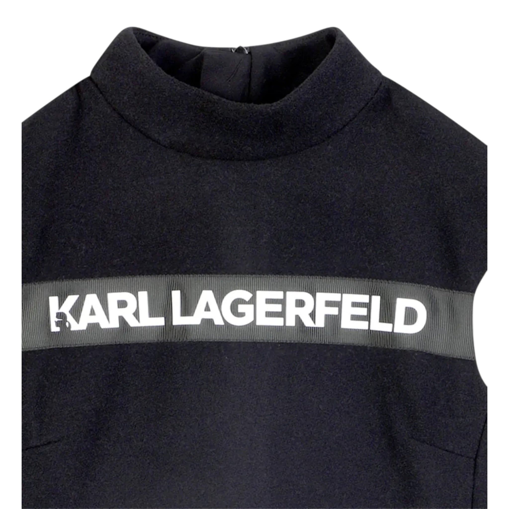 Karl Lagerfeld Abito tinta unita Giromanica con Logo Nero per Bambina Z30618 NERO KARL LAGERFELD 