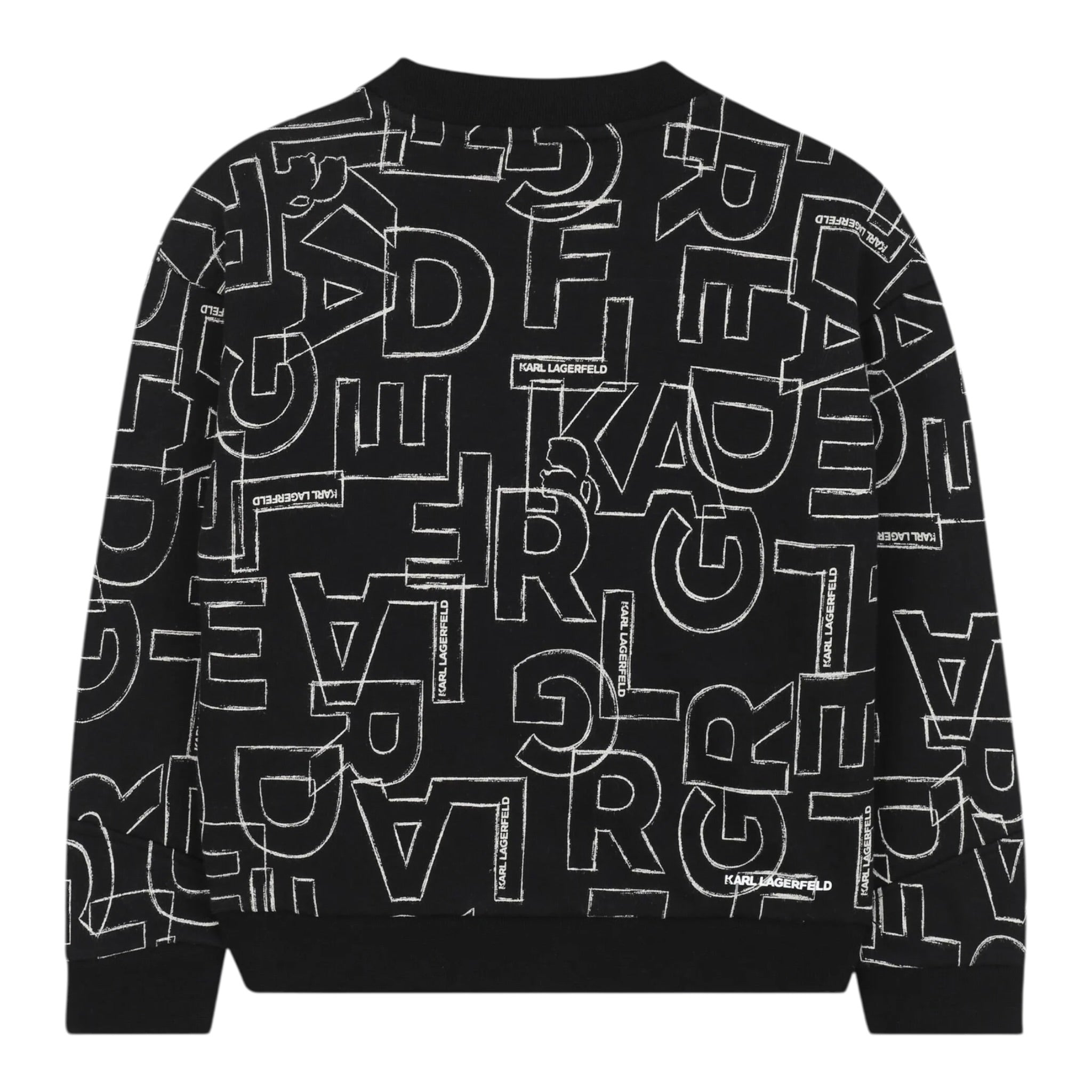 Karl Lagerfeld Felpa Chiusa Girocollo tinta unita con Stampe Nero per Bambina Z30642 NERO KARL LAGERFELD 