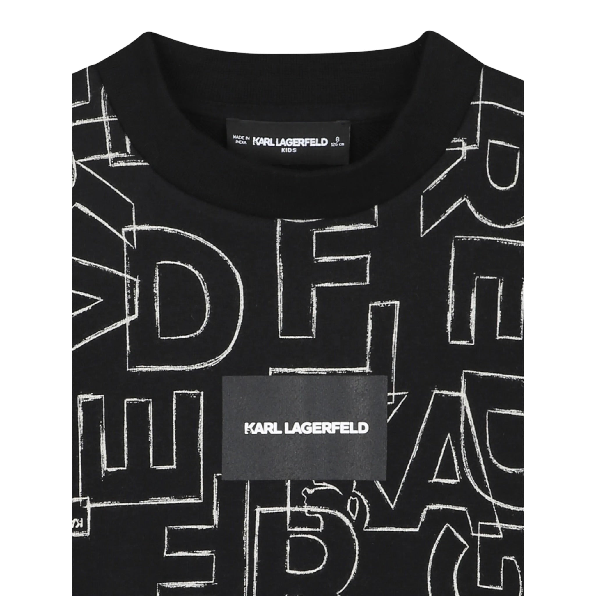 Karl Lagerfeld Felpa Chiusa Girocollo tinta unita con Stampe Nero per Neonata Z30642N NERO KARL LAGERFELD 