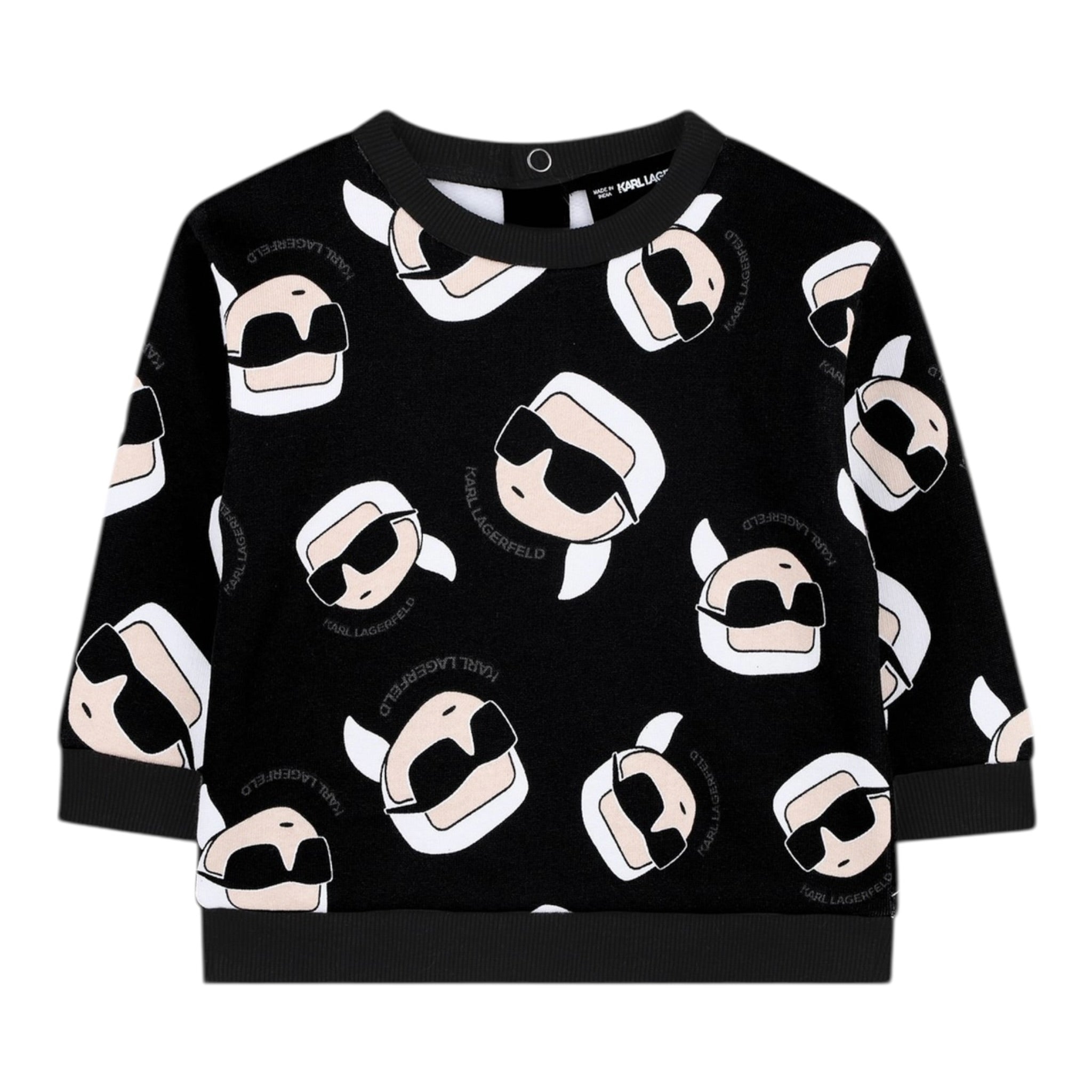 Karl Lagerfeld Felpe Chiusa Girocollo tinta unita con Stampa Nero per Bambino Z30666J NERO KARL LAGERFELD 
