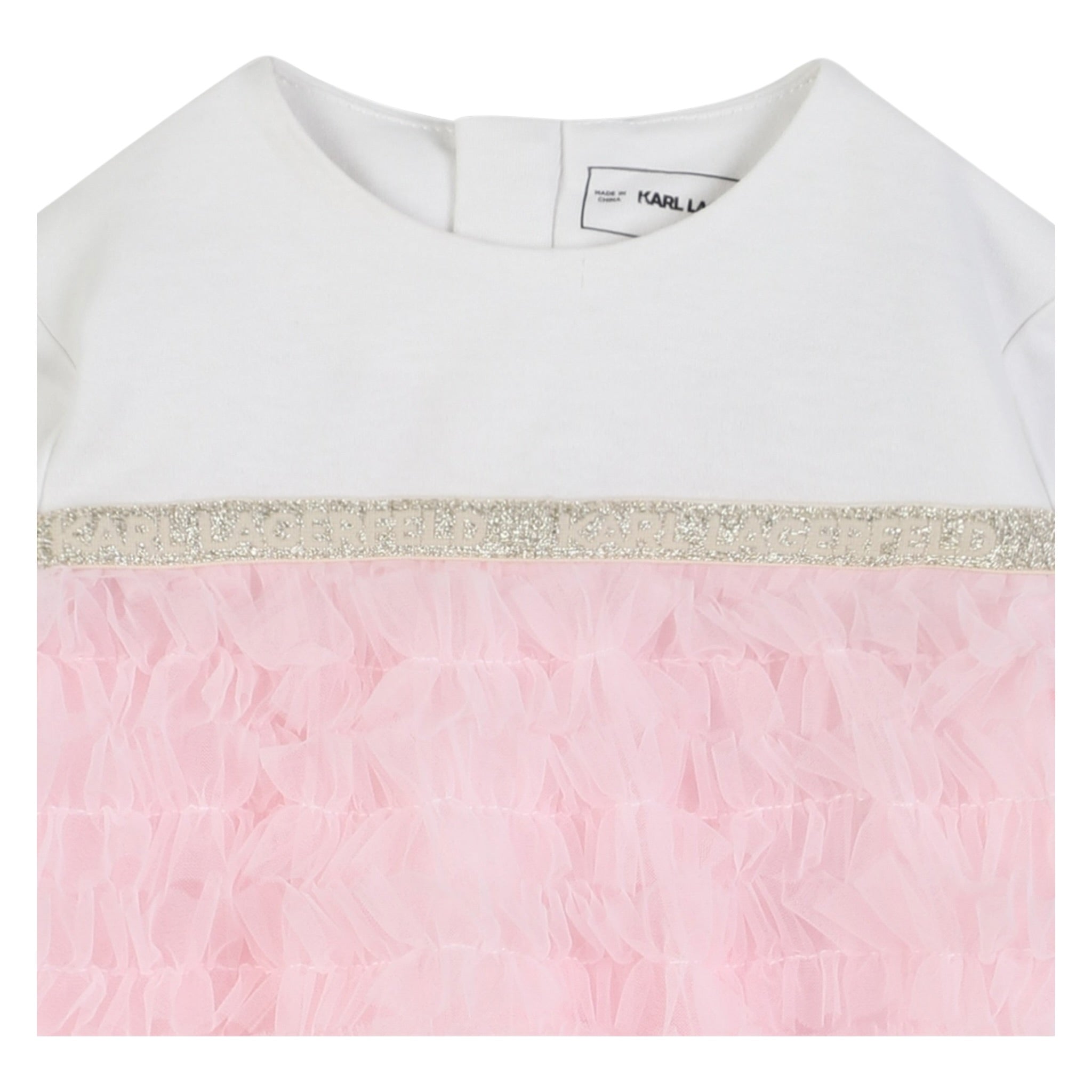 Karl Lagerfeld Abito Manica Lunga Bicolore con Tulle Rosa per Neonata Z30668 ROSA KARL LAGERFELD 