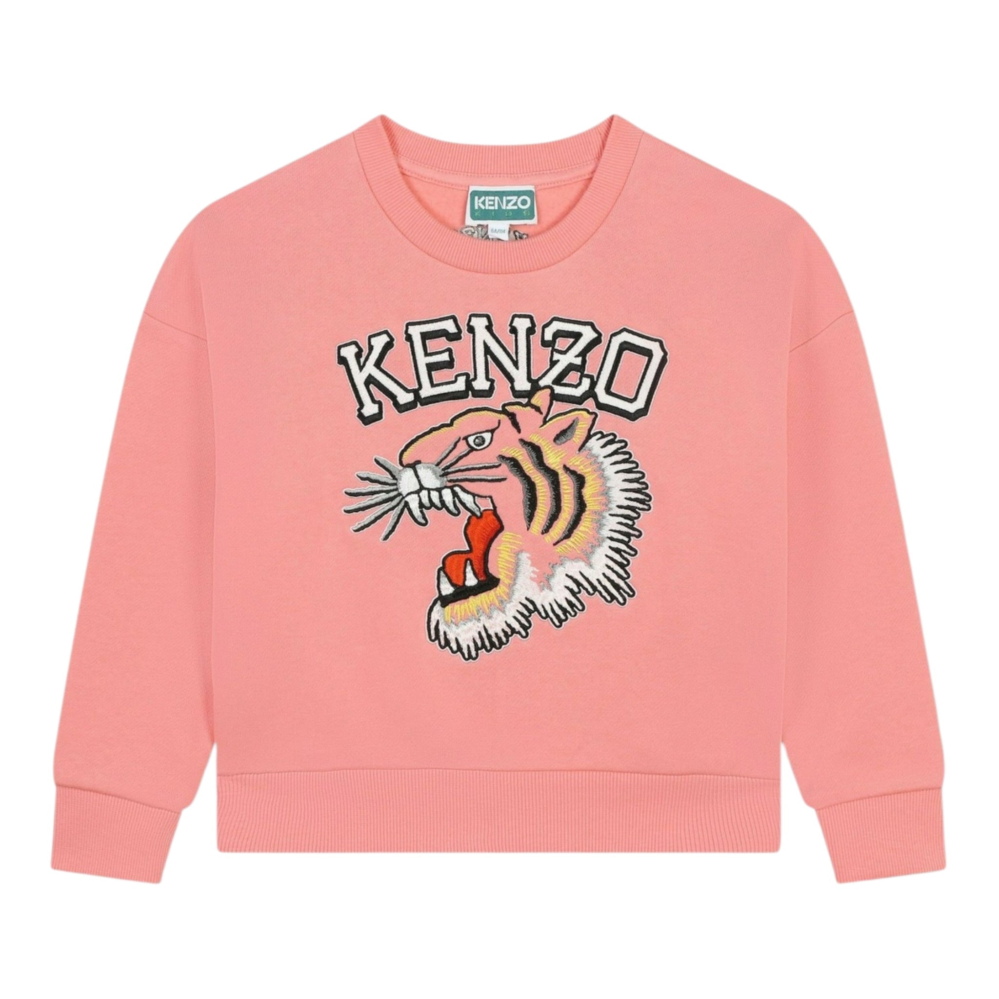 Kenzo Felpa Chiusa Girocollo tinta unita con Logo Rosa per Bambina K60692 ROSA KENZO 