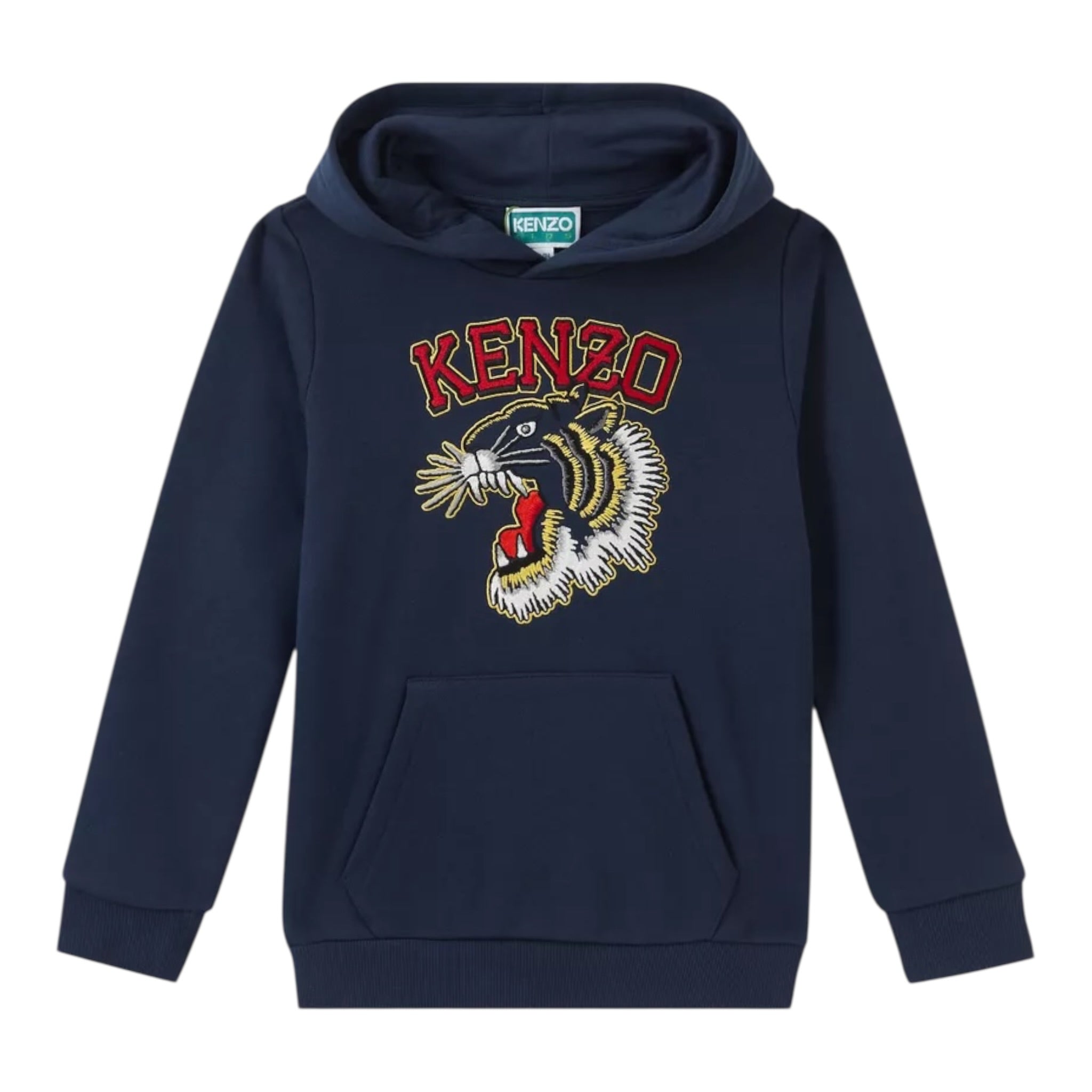 Kenzo Felpa Chiusa con Cappuccio tinta unita con Ricami Blu per Bambino K60767 BLU KENZO 