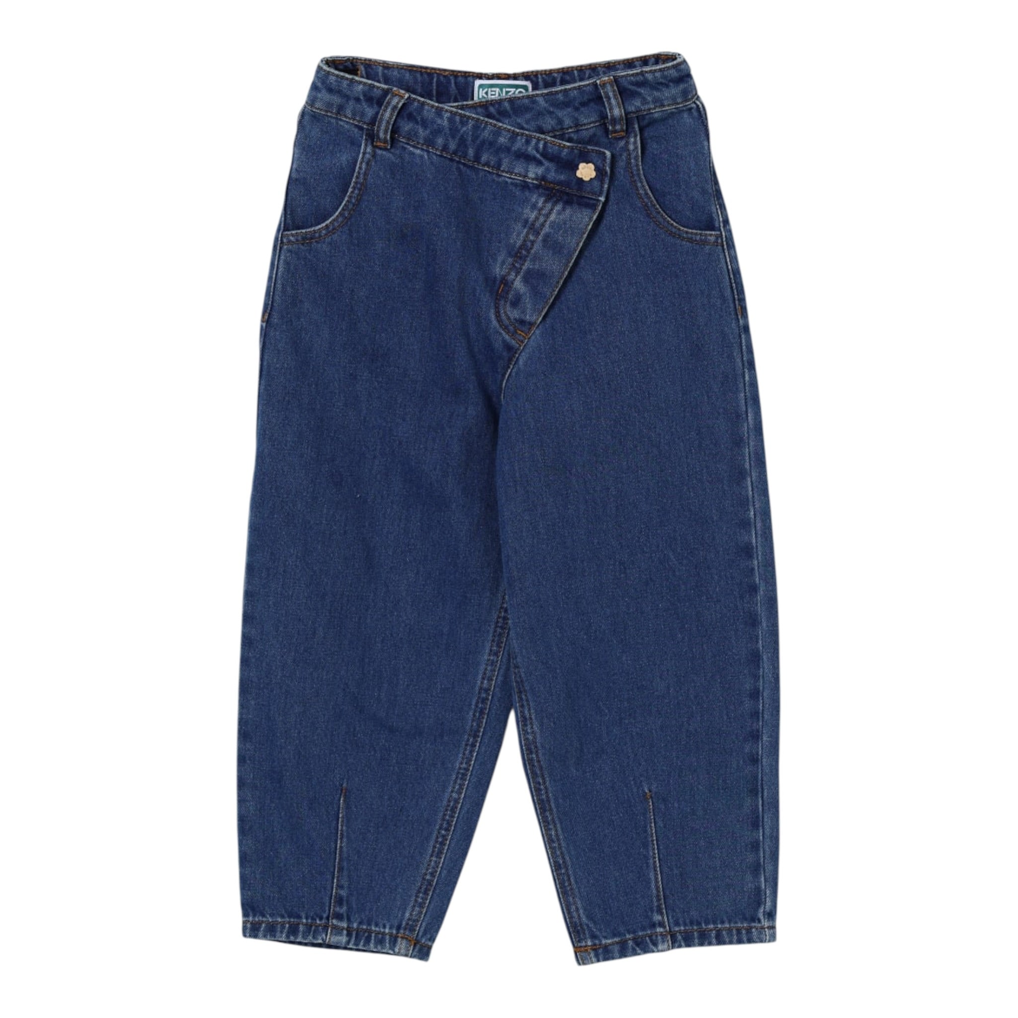 Kenzo Jeans tinta unita con Girovita Regolabile Blu per Bambina K61325 BLU KENZO 