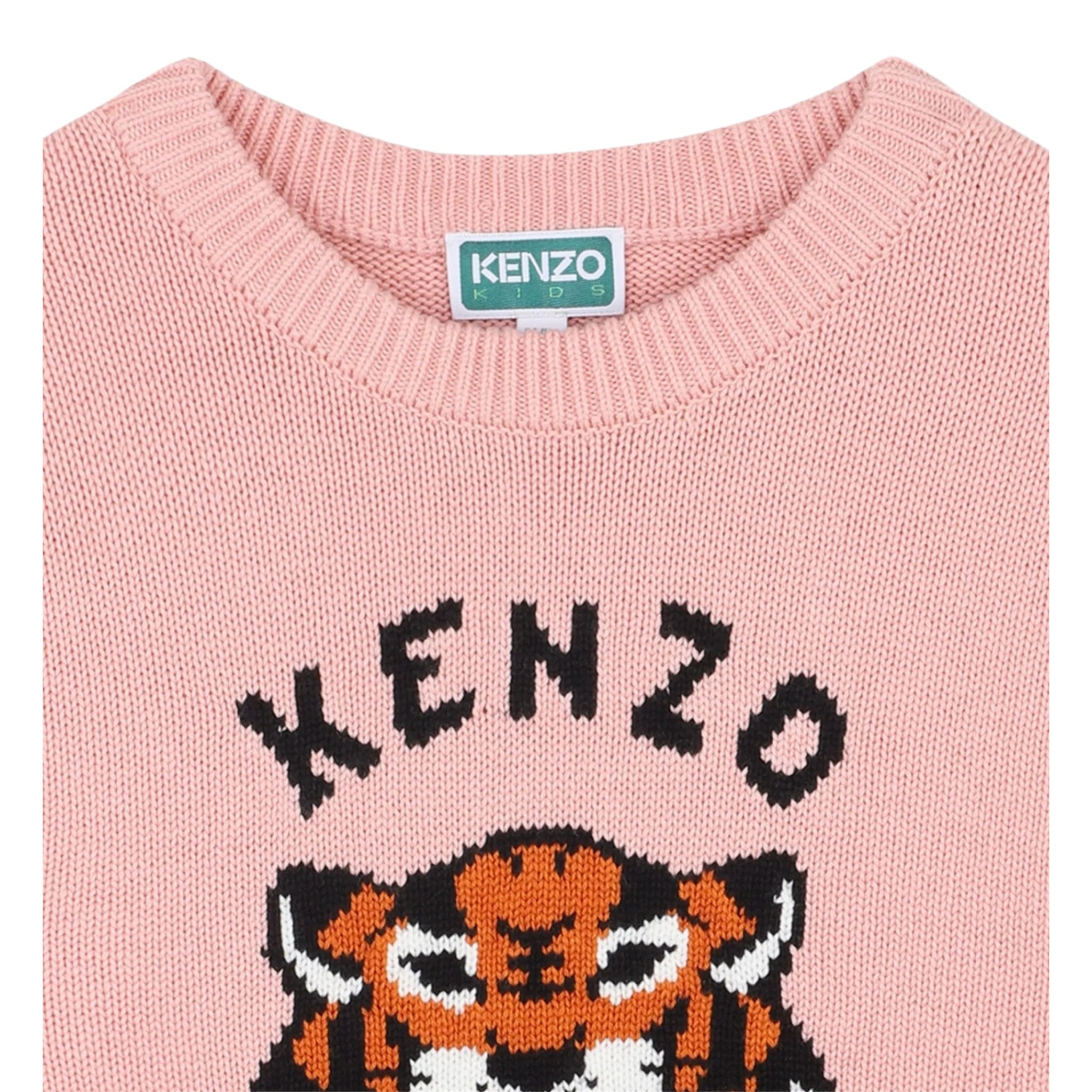 Kenzo Maglia Girocollo tinta unita con Ricami Logo Rosa per Bambina K61334 ROSA KENZO 