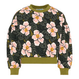 Kenzo Felpa Chiusa Girocollo tinta unita Fantasia Floreale Verde per Bambina K61342 VERDE KENZO 