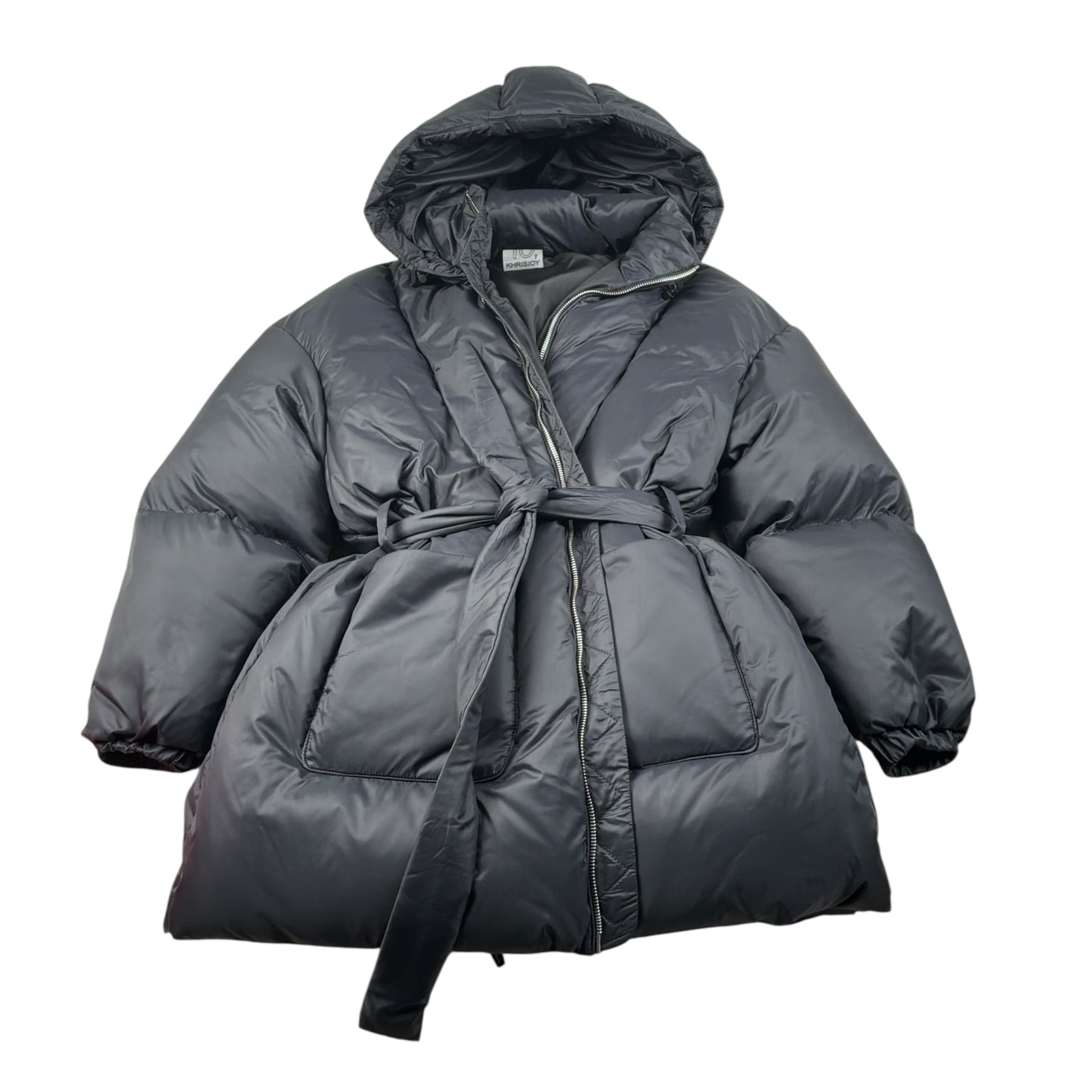 Khrisjoy Giubbino tinta unita con Cappuccio Nero per Bambina KX2A27N0079 NERO KHRISJOY 