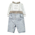 La Stupenderia Tutina Bicolore con Colletto Bianco/Azzurro per Neonato CBPG57 BIANCO/AZZURRO LA STUPENDERIA 