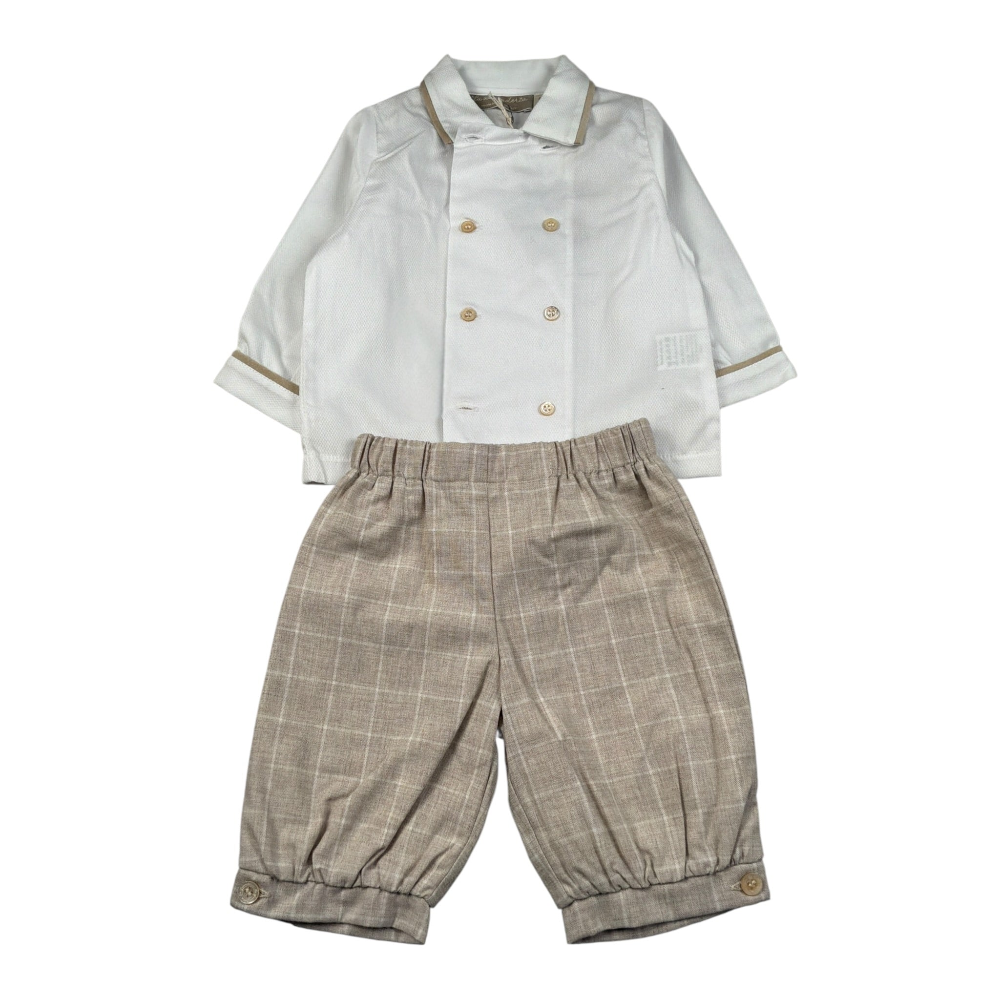 La Stupenderia Completo 2 Pezzi Camicia Body-Pantalone Bianco/Beige per Neonato CCCT21 BIANCO/BEIGE LA STUPENDERIA 
