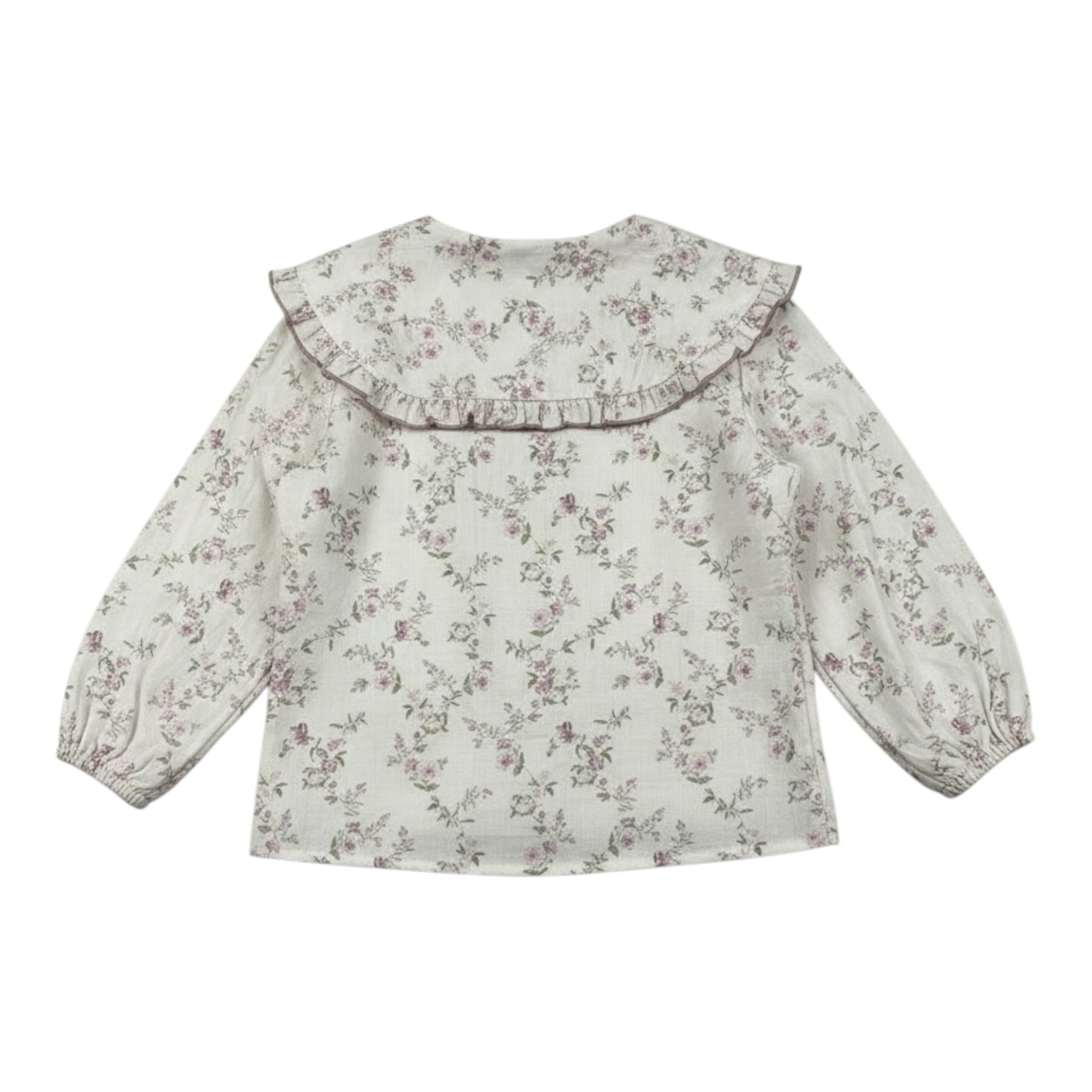 La Stupenderia Camicia tinta unita con Stampa Fiori Panna per Bambina TJCM46 PANNA LA STUPENDERIA 