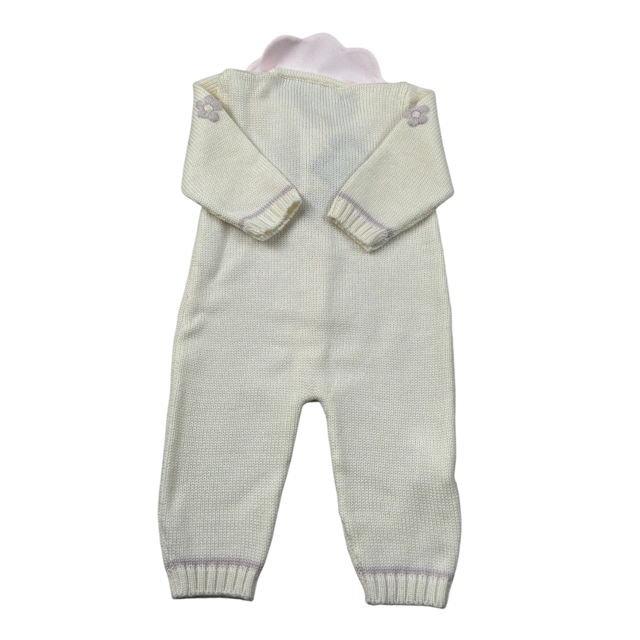 La Stupenderia Tutina Manica Lunga tinta unita con Ricami Panna per Neonata WBTT52 PANNA LA STUPENDERIA 