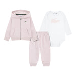 Lacoste Completo 3Pz Felpa-Pantalone-Body Rosa per Neonata 2W1153 ROSA LACOSTE 