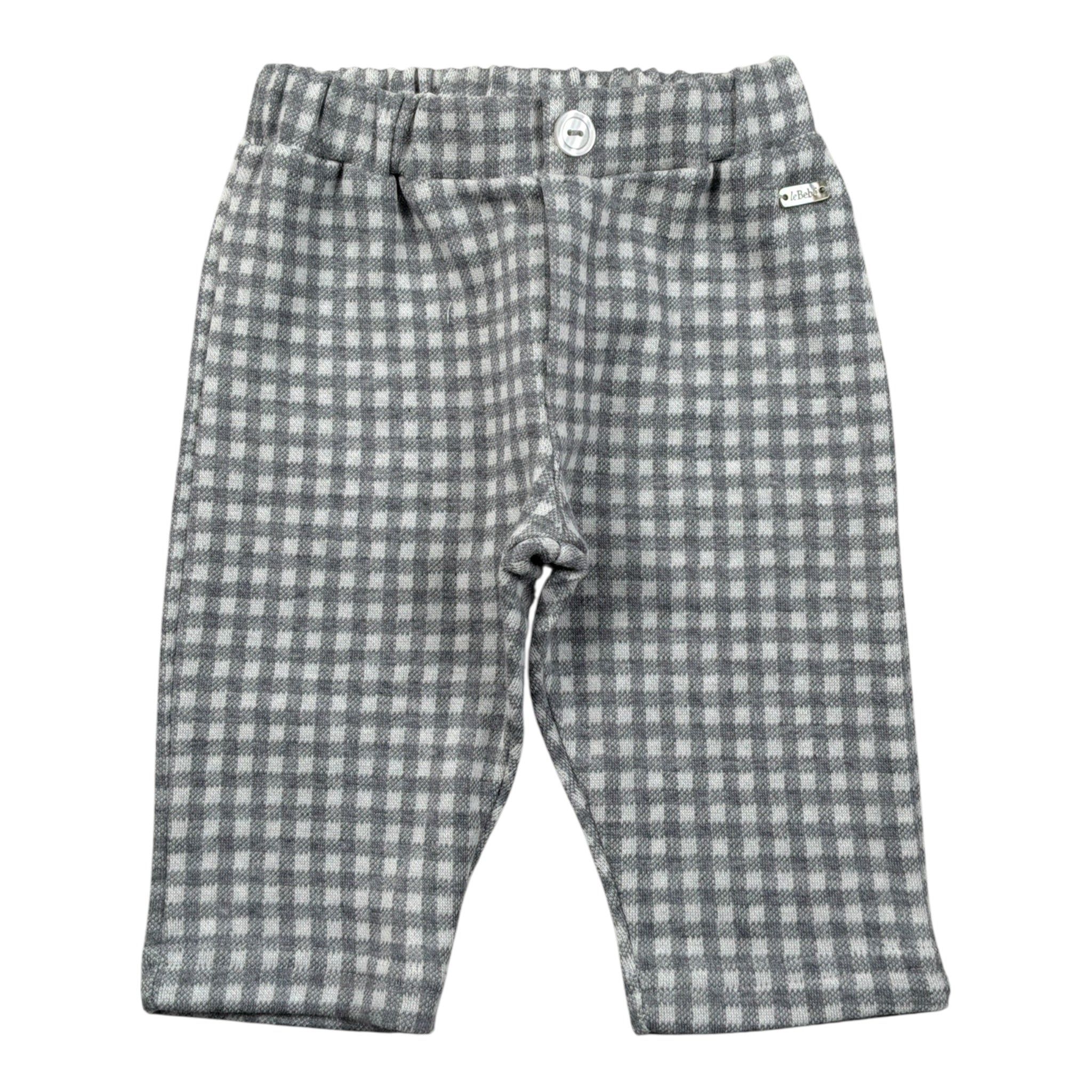 Le Bebe' Pantalone tinta unita con Fantasia A Quadri Grigio per Neonato LBB4712 GRIGIO LE BEBE' 