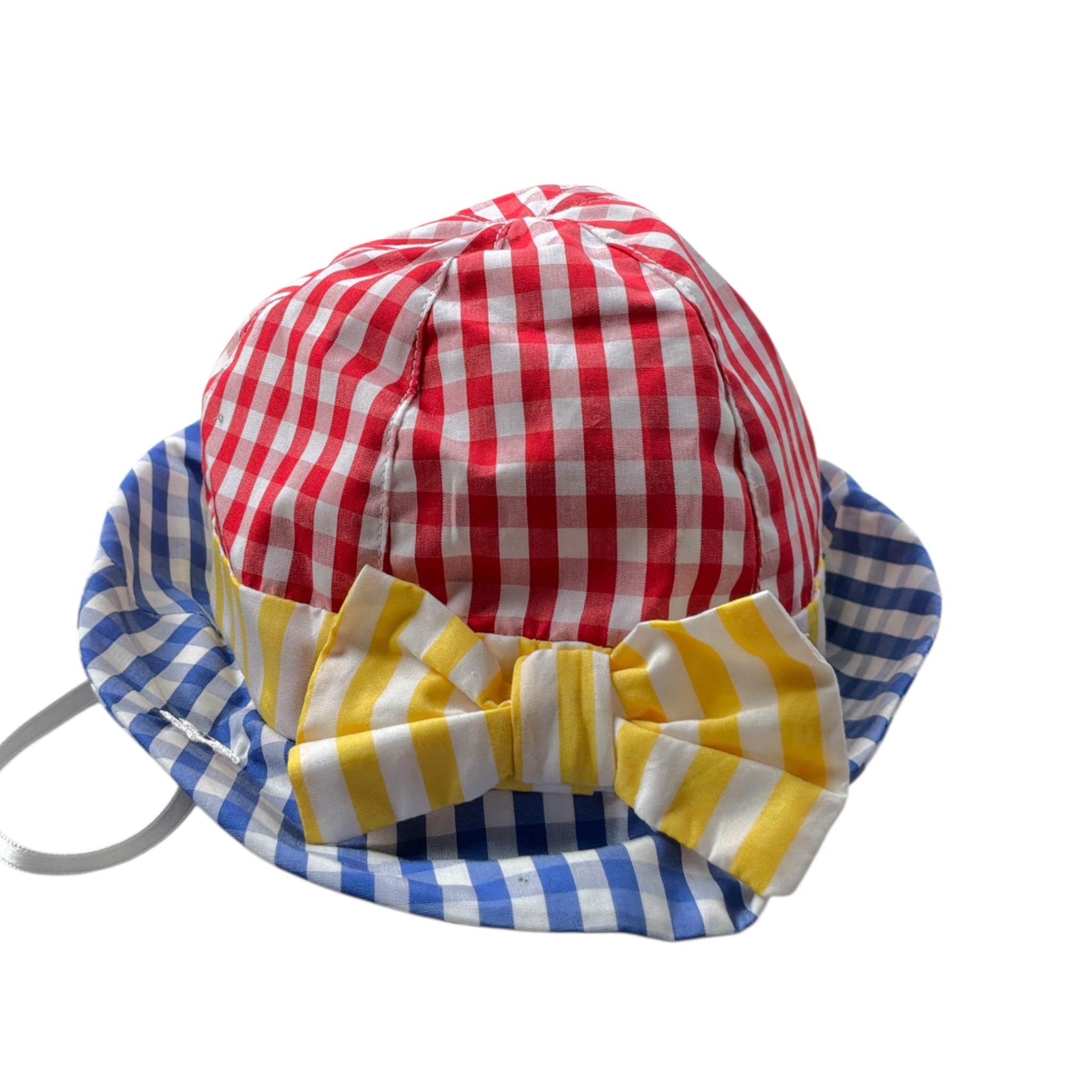 Le Bebe' Cappello Bicolore con Fantasia A Quadri Bianco per Neonata LBG2779 BIANCO LE BEBE' 