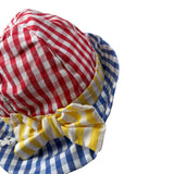 Le Bebe' Cappello Bicolore con Fantasia A Quadri Bianco per Neonata LBG2779 BIANCO LE BEBE' 
