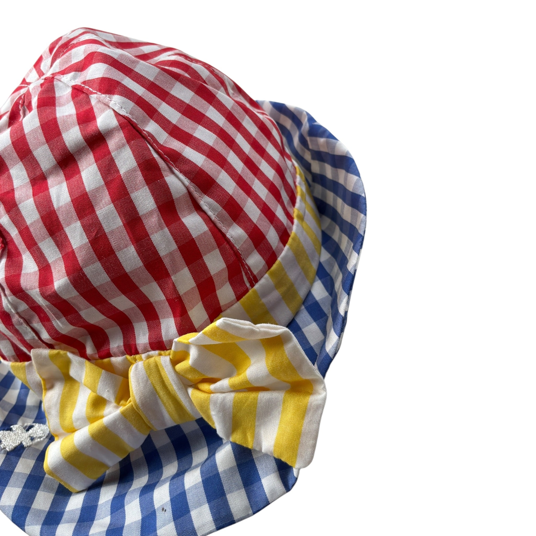 Le Bebe' Cappello Bicolore con Fantasia A Quadri Bianco per Neonata LBG2779 BIANCO LE BEBE' 