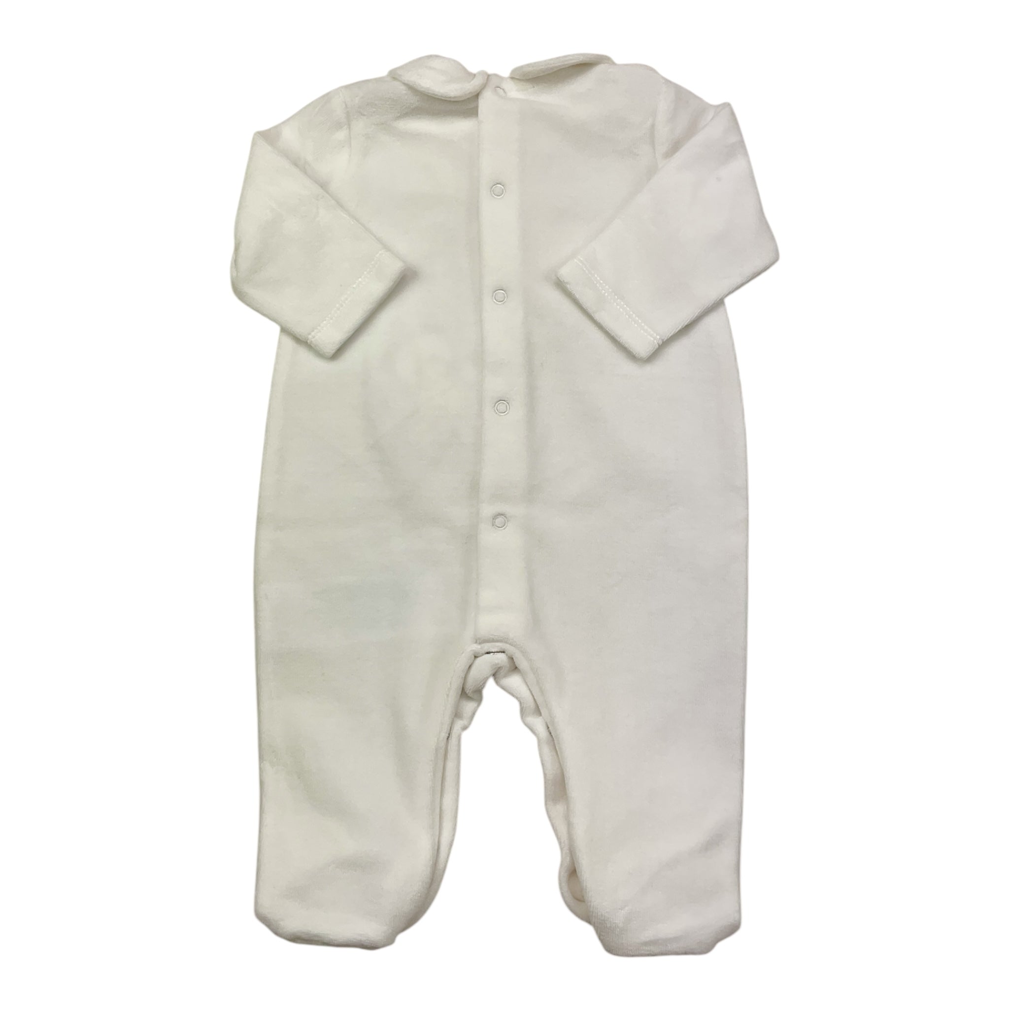 Le Bebe' Tutina tinta unita con Stampa In Velluto Bianco per Neonato LBG5942 BIANCO LE BEBE' 