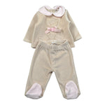 Le Bebe' Completo 2Pz Maglia-Ghettina In Velluto Beige per Neonata LBG5962 BEIGE LE BEBE' 
