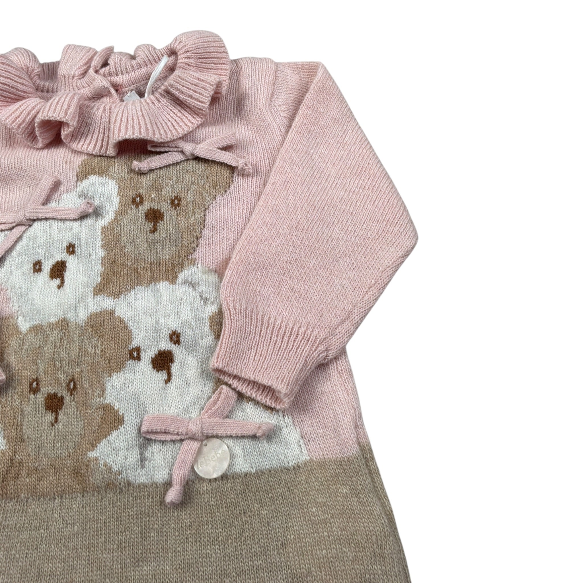 Le Bebe' Tutina Bicolore con Stampa Colletto Rosa/Beige per Neonata LBG5976 ROSA/BEIGE LE BEBE' 