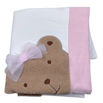 Le Bebe' Coperta Bicolore con Stampa Bianco/Rosa per Neonata LBG6007X BIANCO/ROSA LE BEBE' 