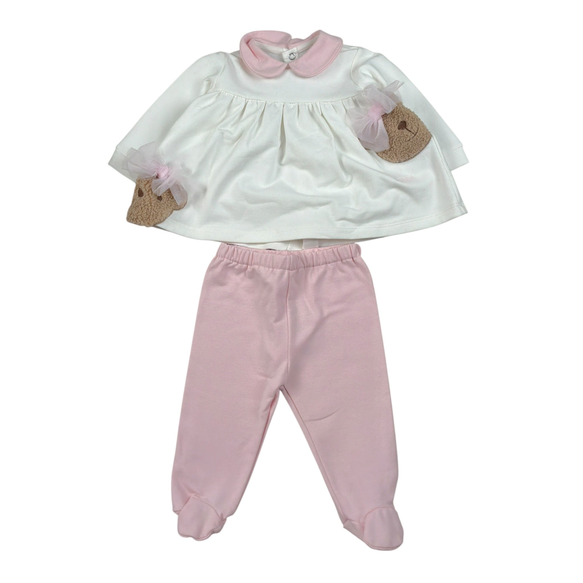 Le Bebe' Completo 2Pz Shirt-Ghettina Bianco/Rosa per Neonata LBG6017 BIANCO/ROSA LE BEBE' 