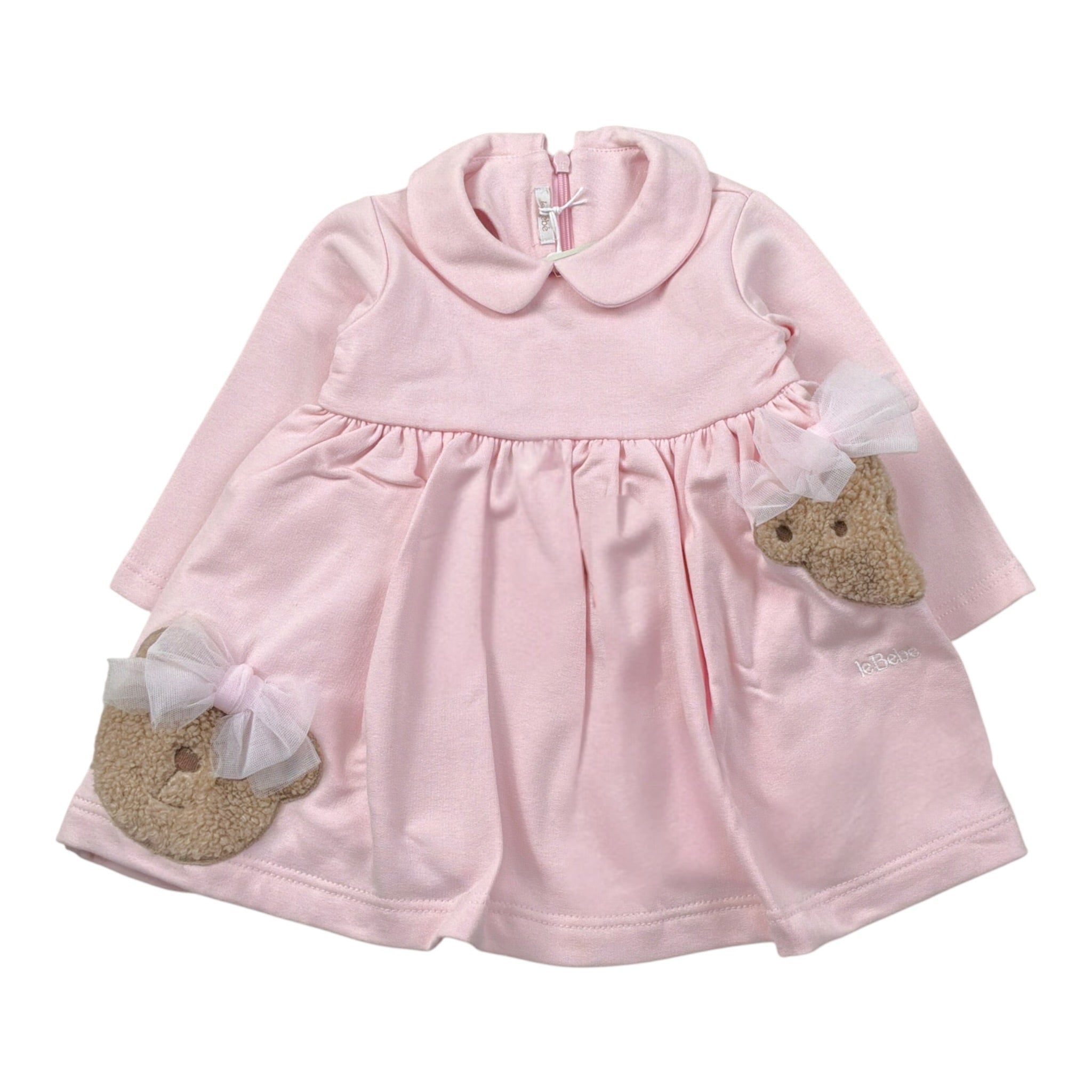 Le Bebe' Abito tinta unita con Applicazione Rosa per Neonata LBG6020 ROSA LE BEBE' 