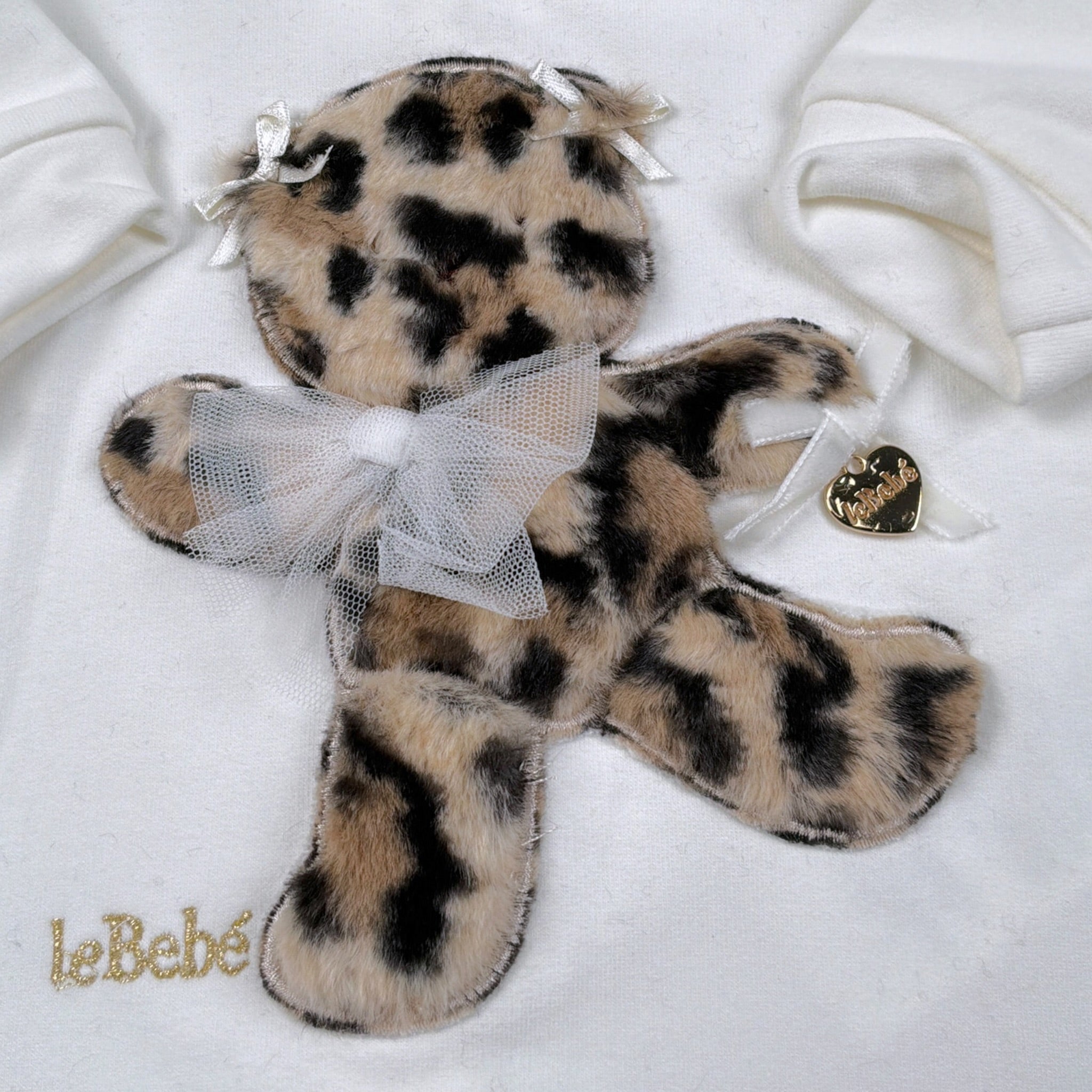 Le Bebe' Tutina tinta unita con Stampa Maculata Bianco per Neonata LBG6030 BIANCO LE BEBE' 