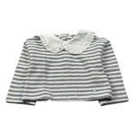 Le Bebe' Maglia Fantasia A Righe con Colletto Bianco/Grigio per Neonata LBG6071 BIANCO/GRIGIO LE BEBE' 