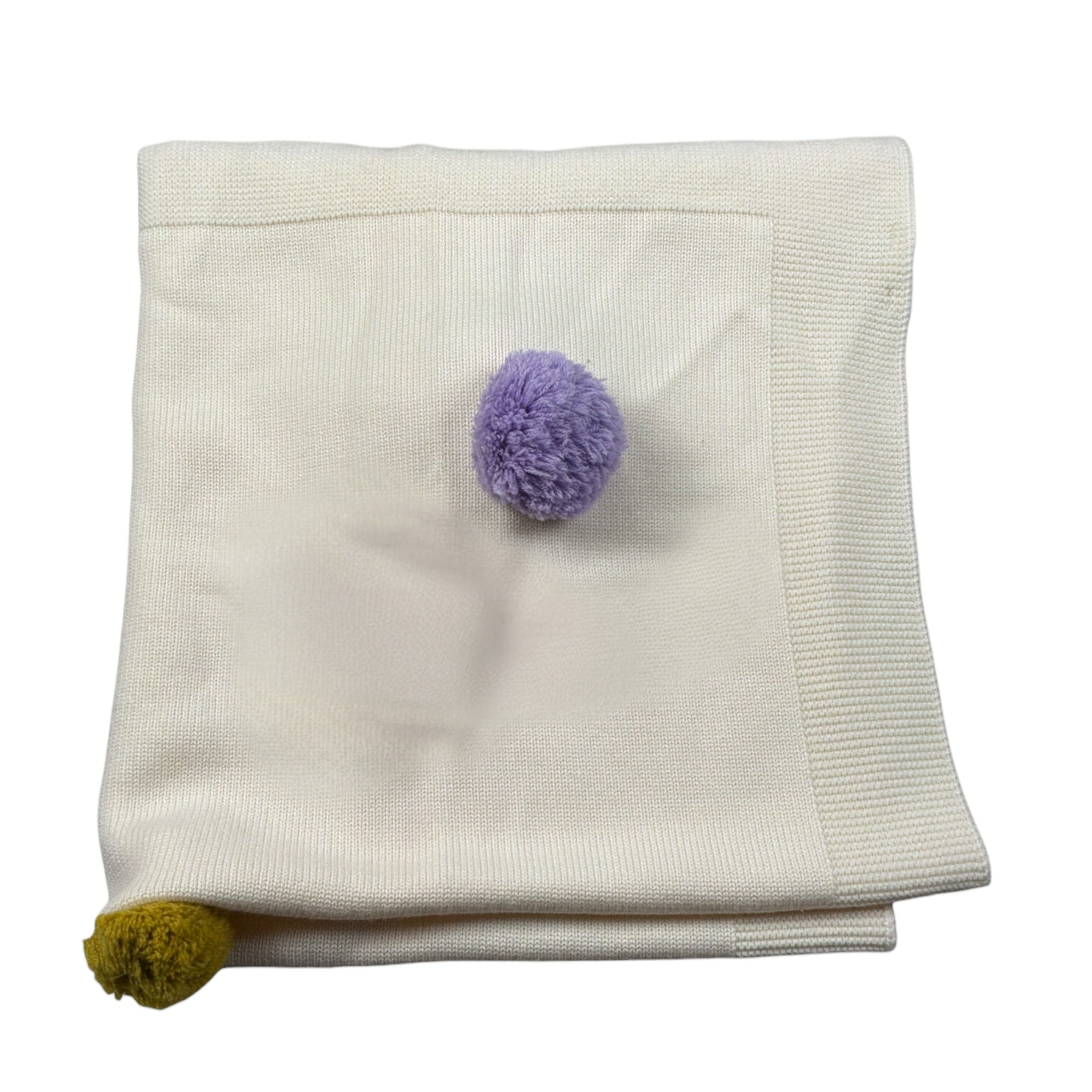 Le Coconne Coperta tinta unita con Pon Pon Panna per Neonata LCN2251 PANNA LE COCONNE 