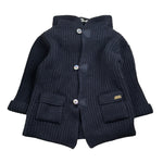 Le Coconne Cardigan tinta unita con Cappuccio Blu per Neonato SMAL BLU LE COCONNE 