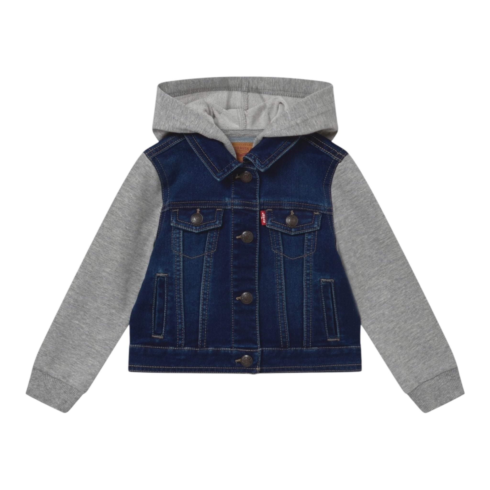 Levi'S Giubbino In Denim tinta unita con Maglie E Cappuccio In Contrasto Blu per Neonato 6E8564 BLU LEVI'S 