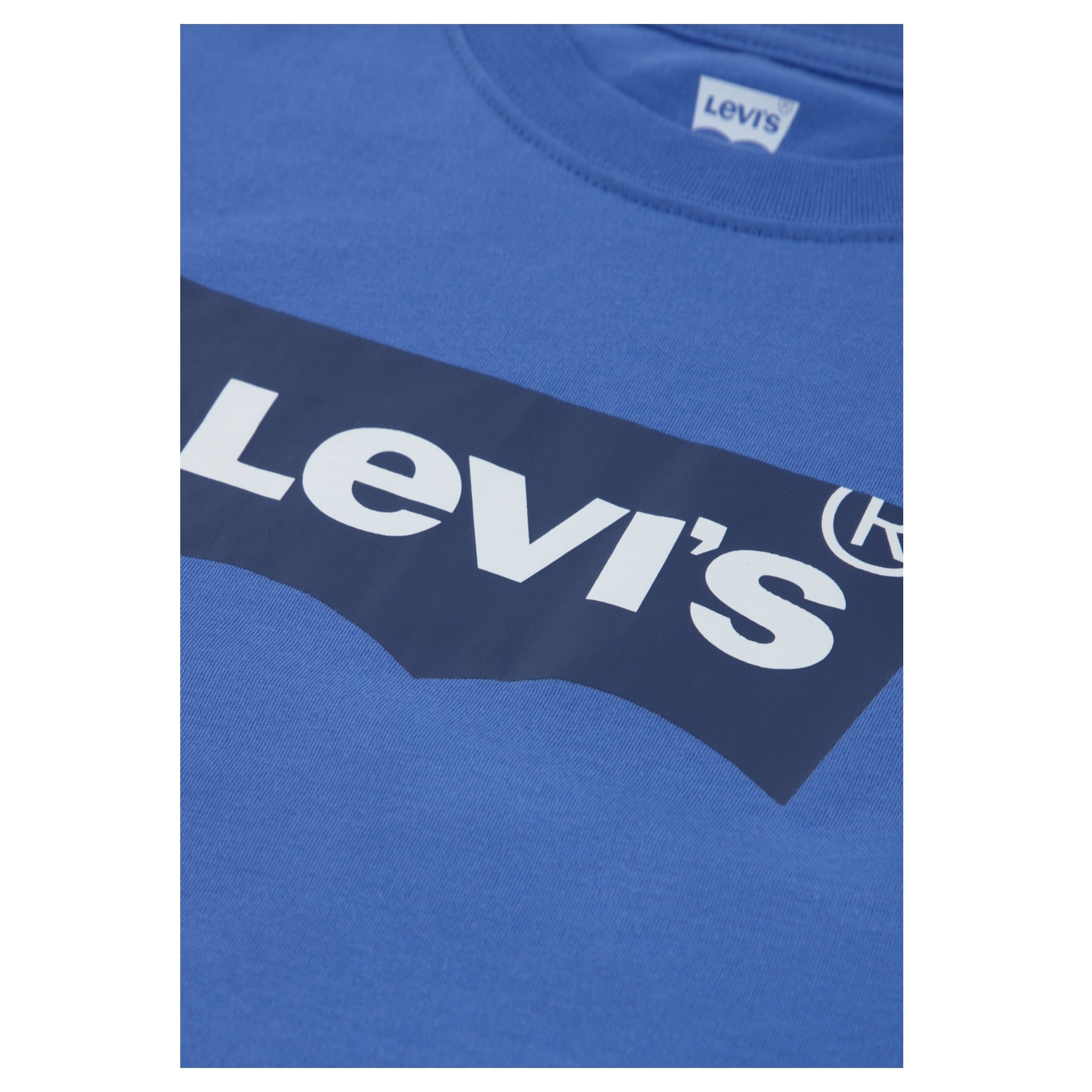 Levi'S Shirt Girocollo tinta unita con Logo Blu per Bambino 6E8646J BLU LEVI'S 