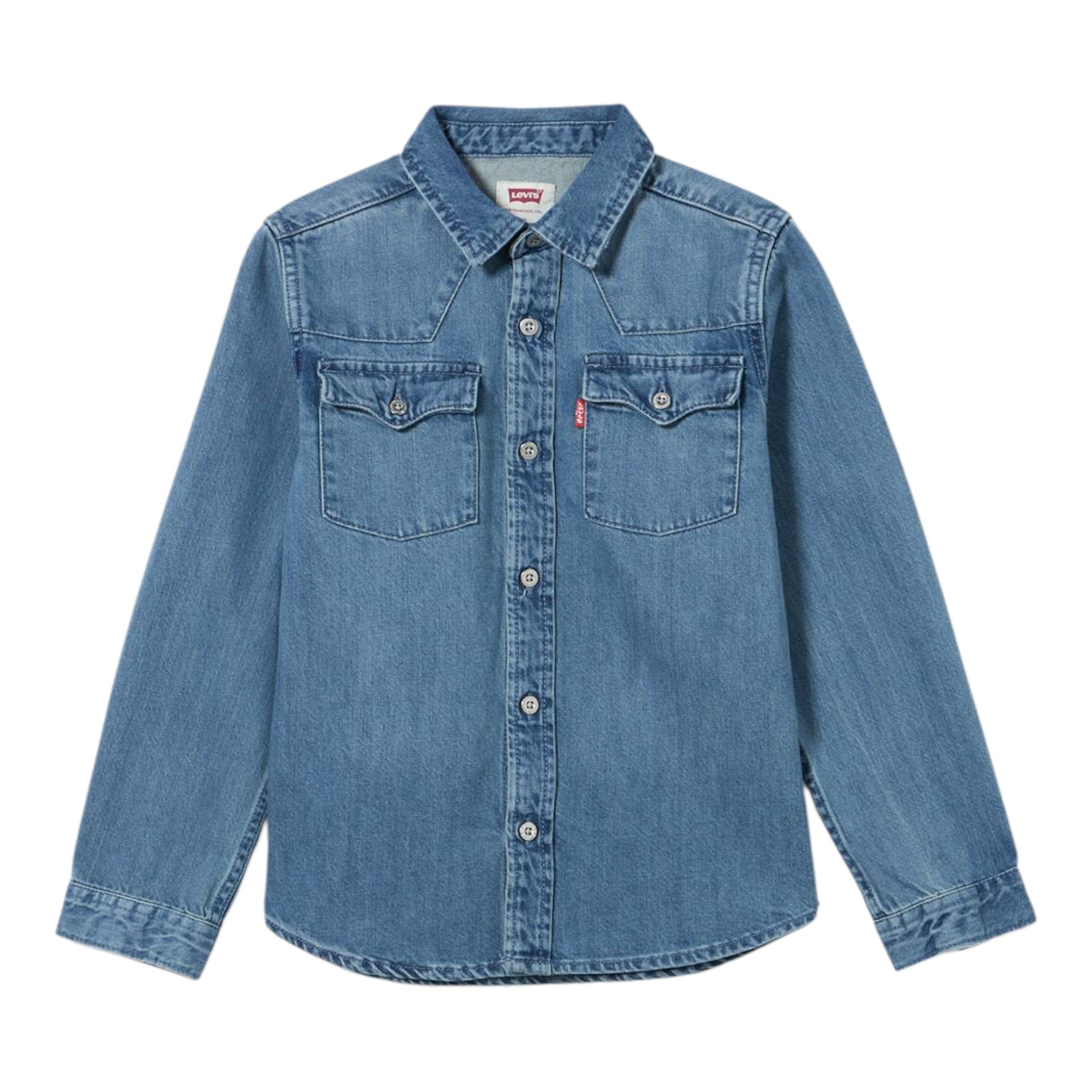 Levi'S Camicia Manica Lunga In Denim tinta unita Azzurro per Bambino 9EL534 AZZURRO LEVI'S 