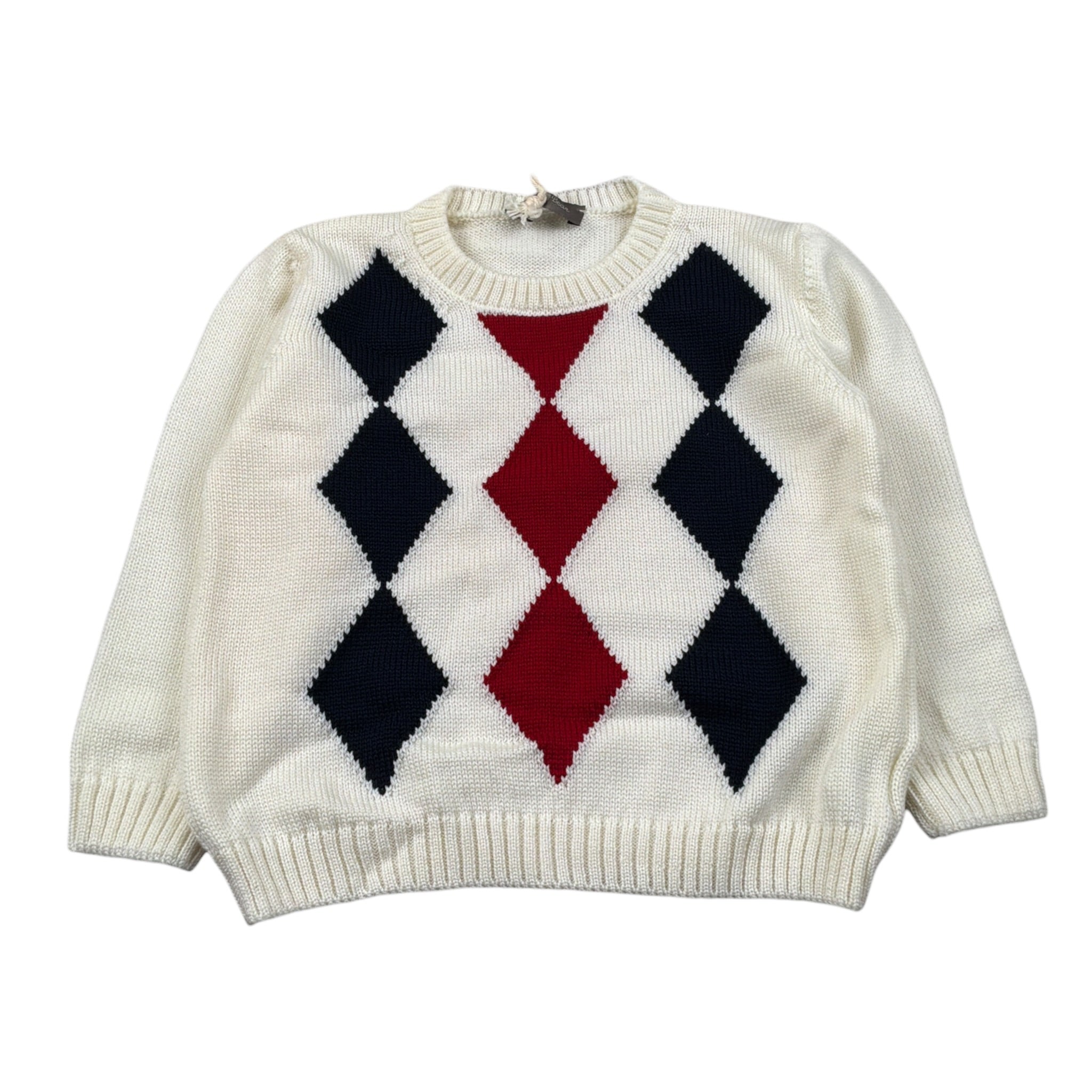 Little Bear Maglia Girocolo tinta unita con Rombi Panna per Bambino 9305J PANNA LITTLE BEAR 