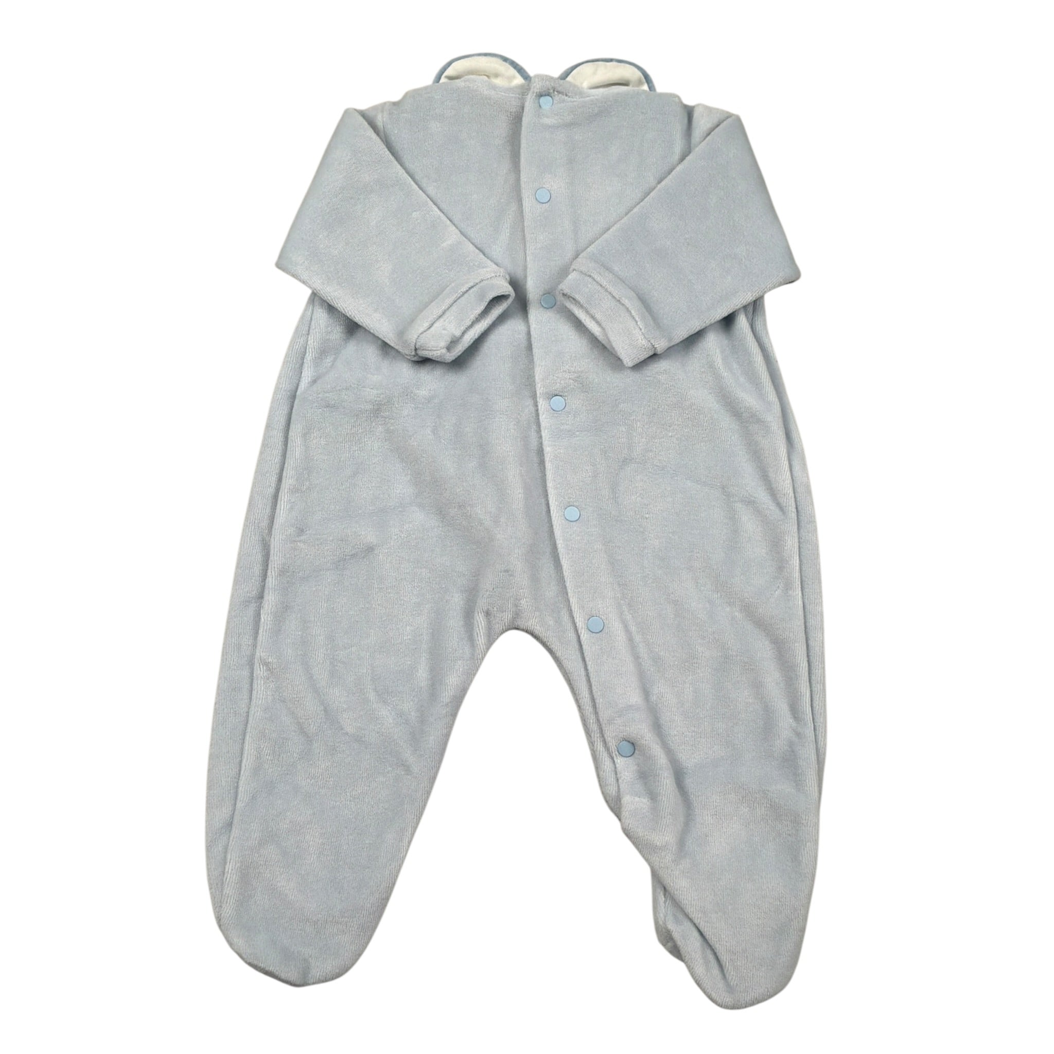 Little Bear Tutina Manica Lunga tinta unita In Ciniglia Azzurro per Neonato TVTT10 AZZURRO LITTLE BEAR 