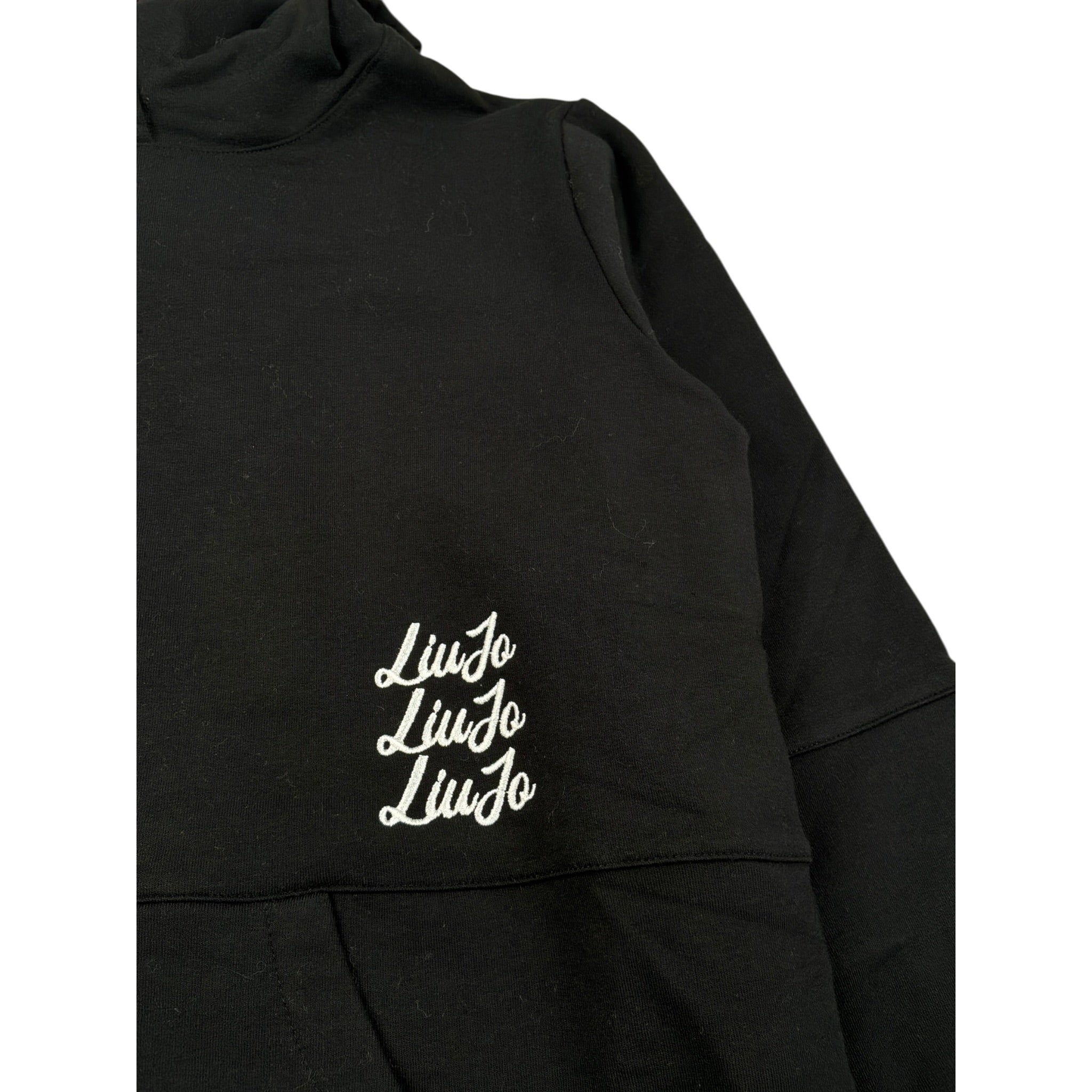 Liu Jo Felpa con Cappuccio tinta unita con Logo Nero per Bambina GF4052 NERO LIU JO 