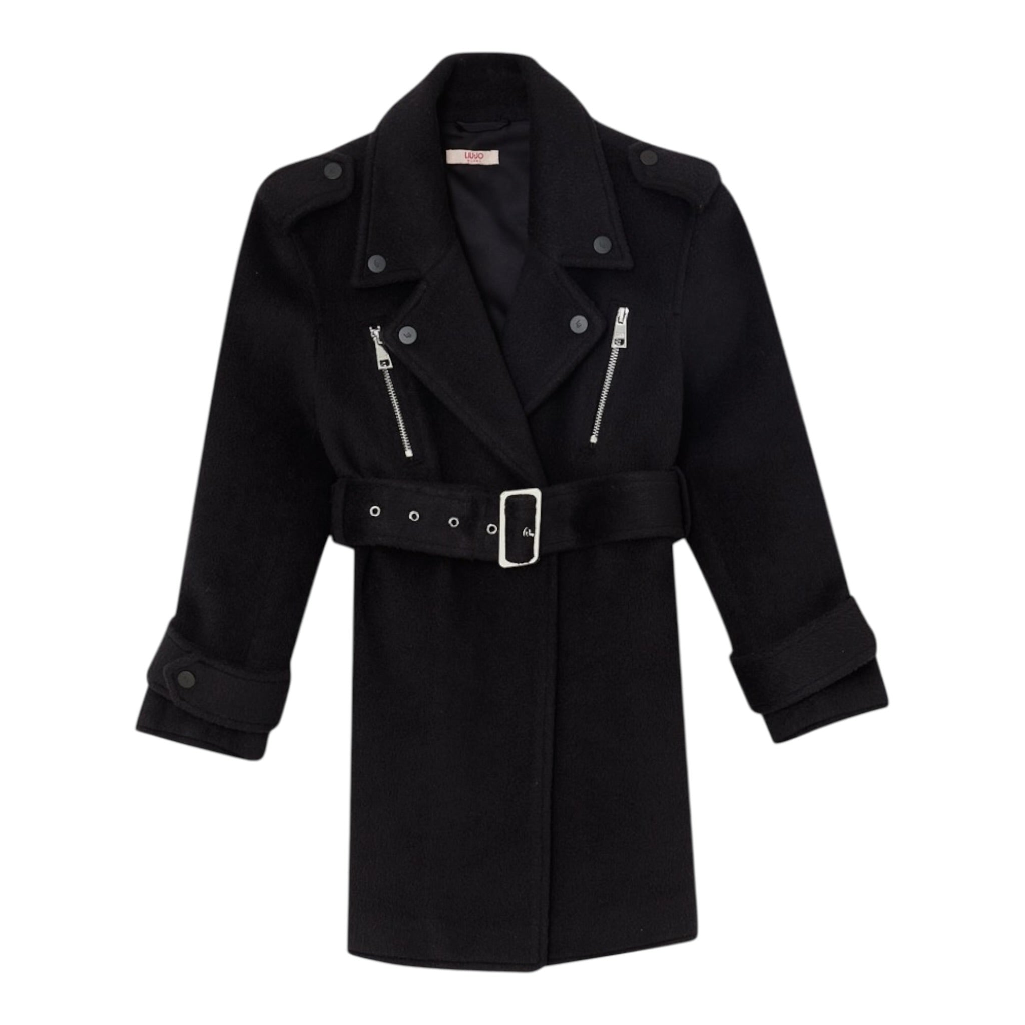 Liu Jo Cappotto tinta unita con Cintura Nero per Bambina GF4171 NERO LIU JO 