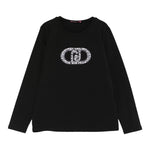 Liu Jo Shirt Girocollo tinta unita con Stampa Nero per Bambina GF5008J00 NERO LIU JO 
