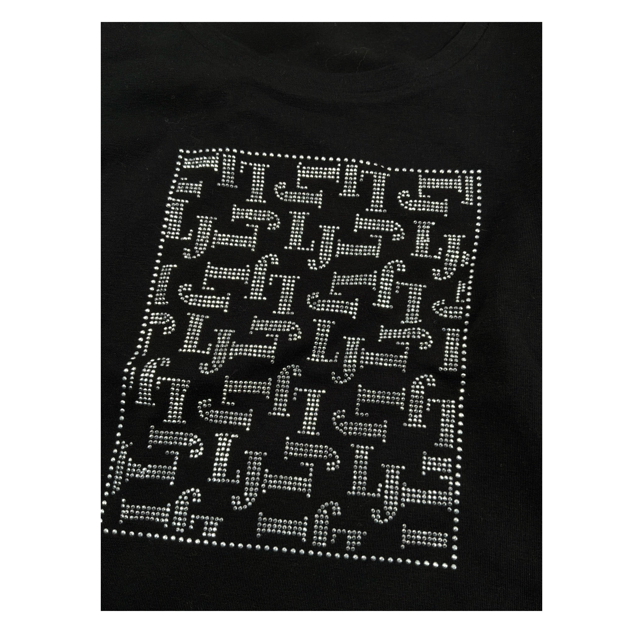 Liu Jo Shirt Girocollo tinta unita con Brillantini Nero per Bambina GF5035 NERO LIU JO 