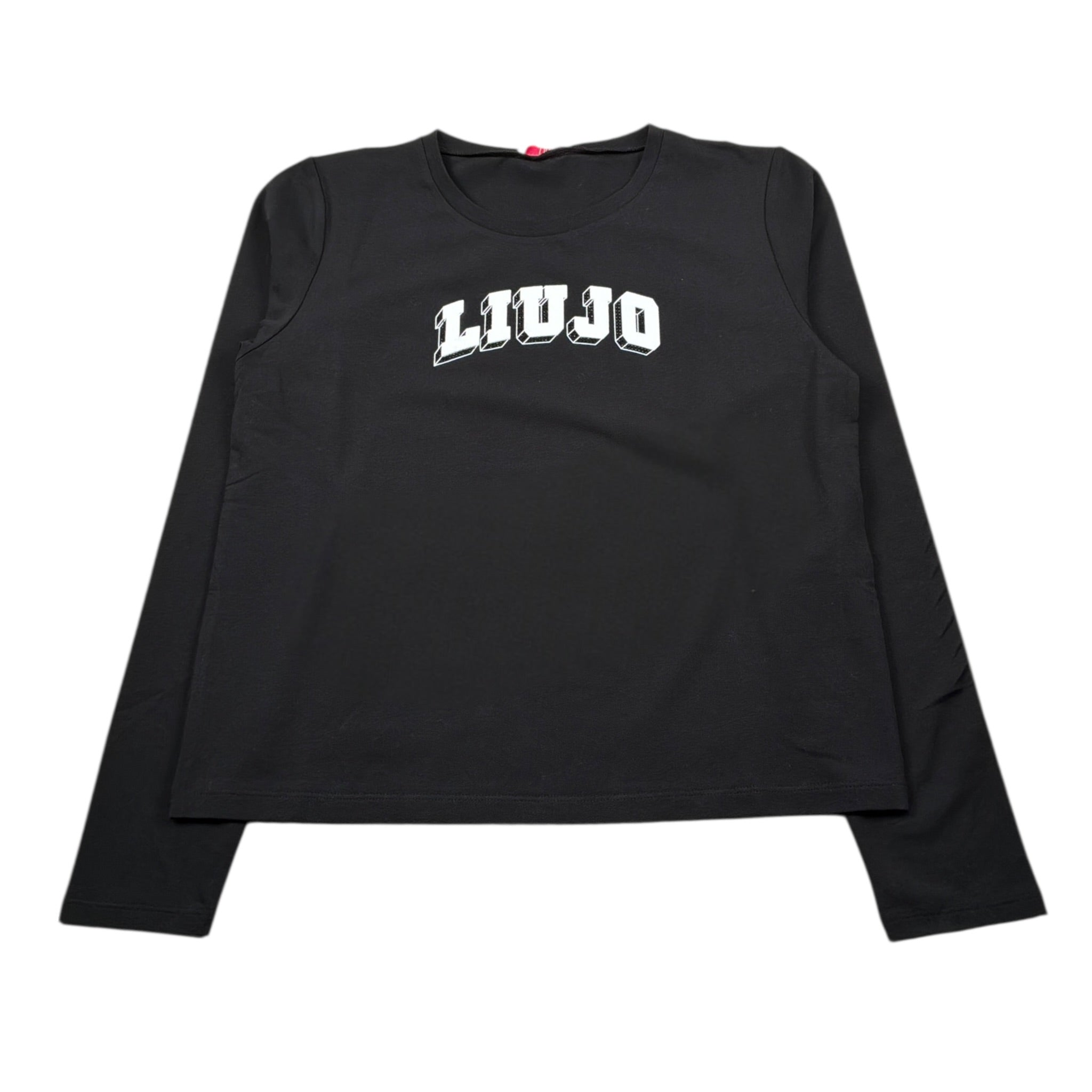 Liu Jo Shirt Girocollo tinta unita con Logo Nero per Bambina GF5043 NERO LIU JO 