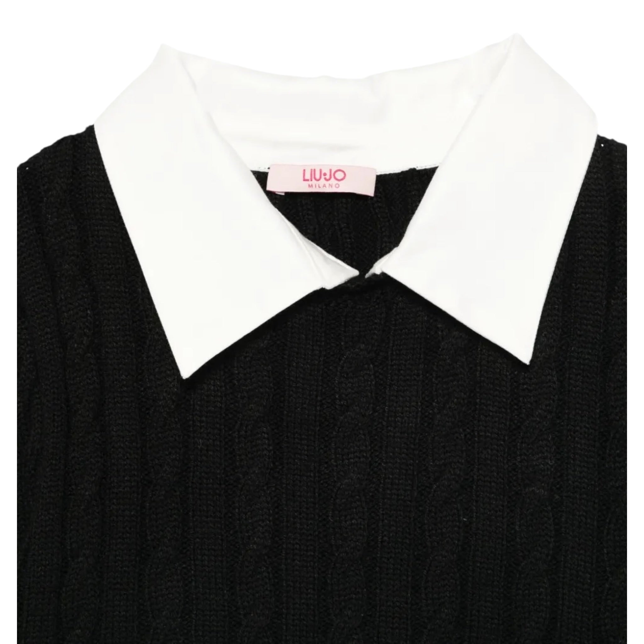 Liu Jo Maglia tinta unita con Finta Camicia Nero per Bambina GF5061X NERO LIU JO 