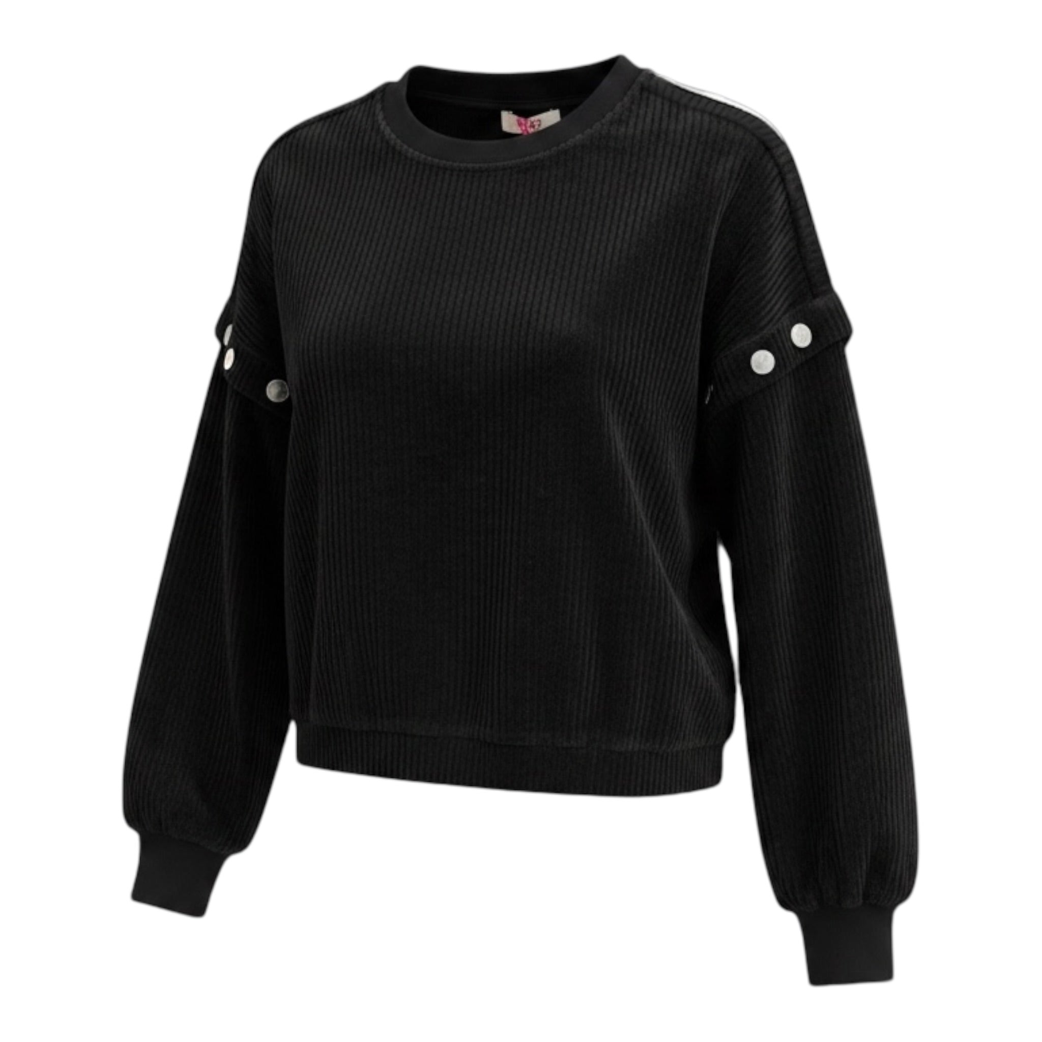 Liu Jo Felpa tinta unita Girocollo In Velluto Nero per Bambina GF5071 NERO LIU JO 