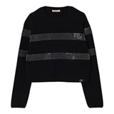 Liu Jo Maglia Girocollo tinta unita con Applicazioni Nero per Bambina GF5088X NERO LIU JO 