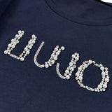 Liu Jo Shirt Girocollo tinta unita con Brillantini Blu per Bambina GF5108 BLU LIU JO 