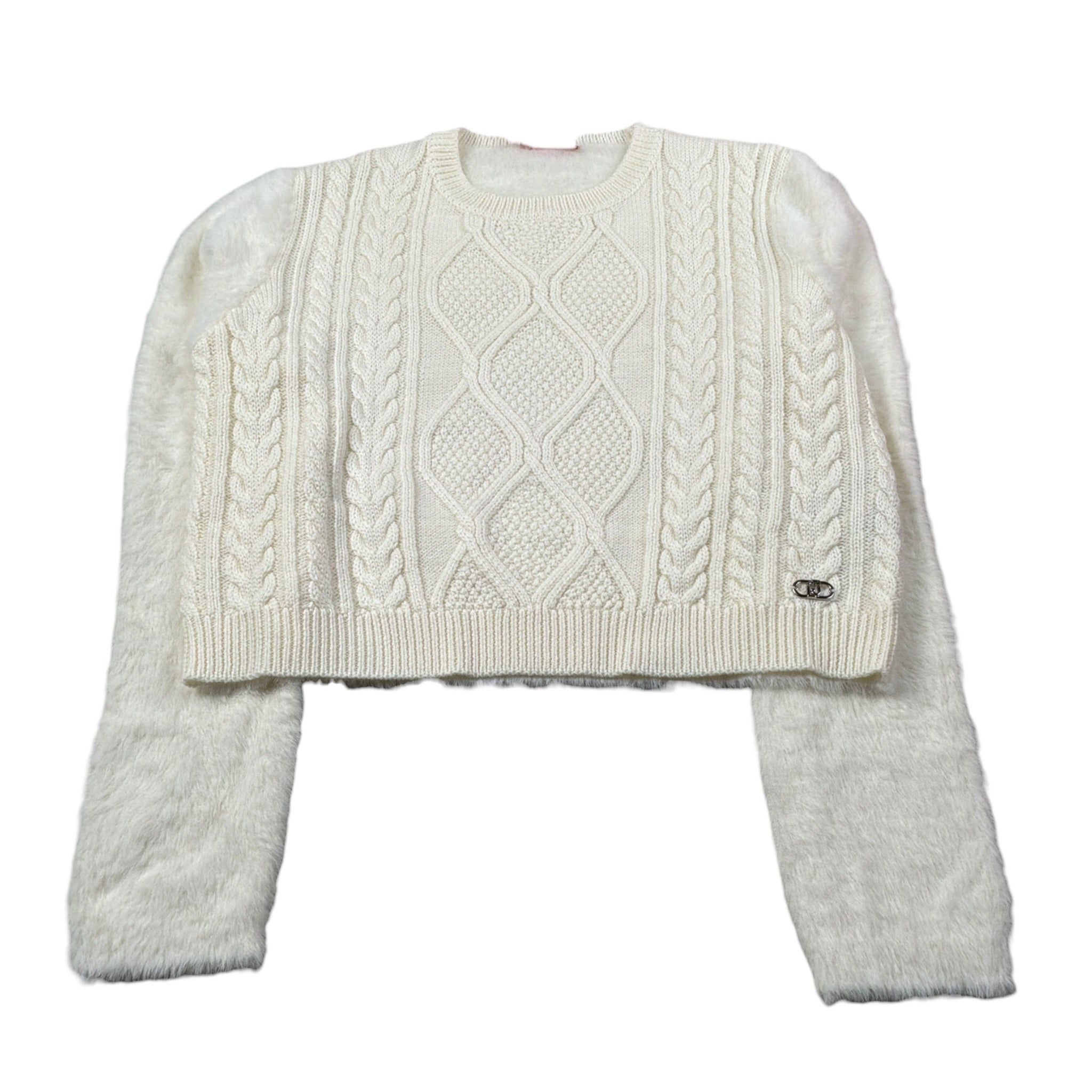 Liu Jo Maglia Girocollo tinta unita con Logo Panna per Bambina GF5114 PANNA LIU JO 