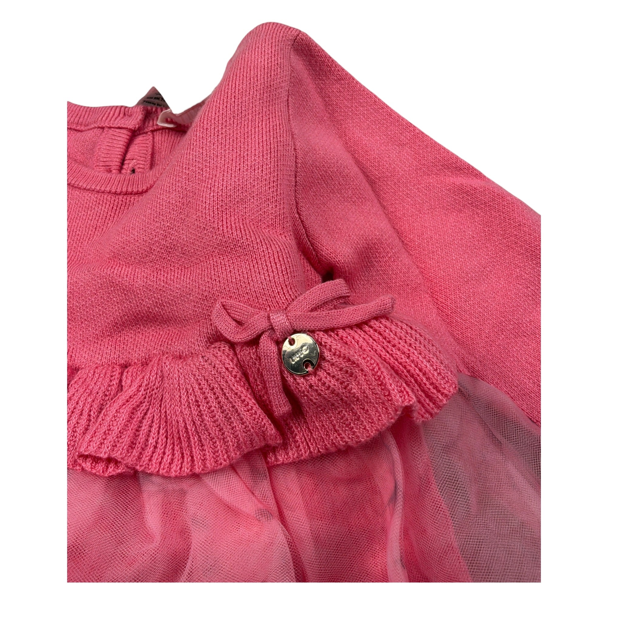 Liu Jo Abito Manica Lunga tinta unita con Tulle Rosa per Neonata HF5059 ROSA LIU JO 