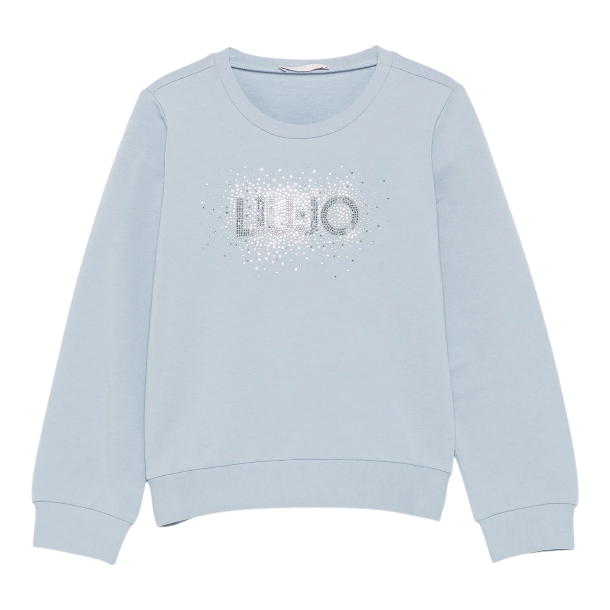 Liu Jo Felpa Chiusa Girocollo tinta unita con Brillantini Azzurro per Bambina KF5001J AZZURRO LIU JO 