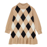 Liu Jo Abito Bicolore con Fantasia Rombo Beige per Bambina KF5024 BEIGE LIU JO 