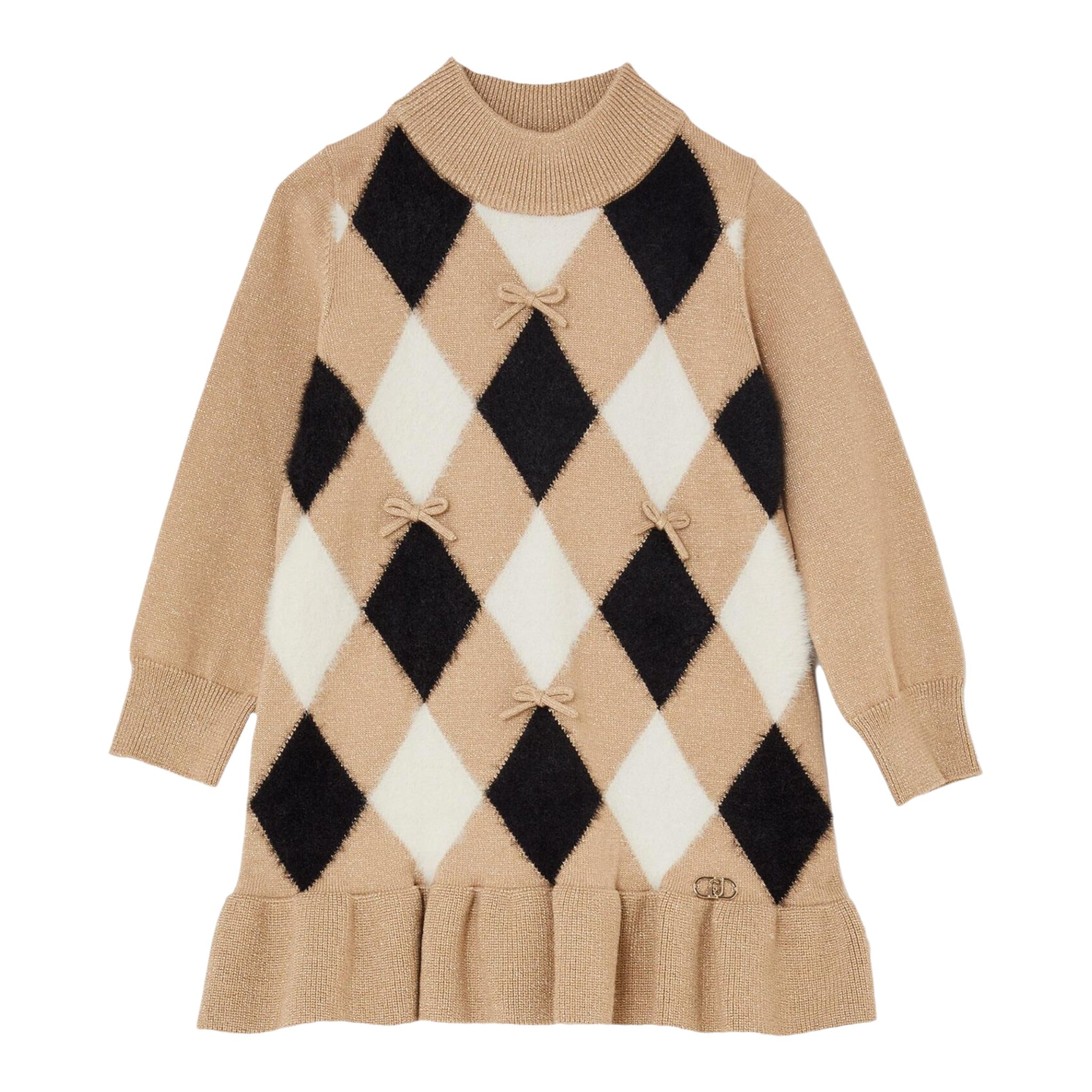 Liu Jo Abito Bicolore con Fantasia Rombo Beige per Bambina KF5024 BEIGE LIU JO 